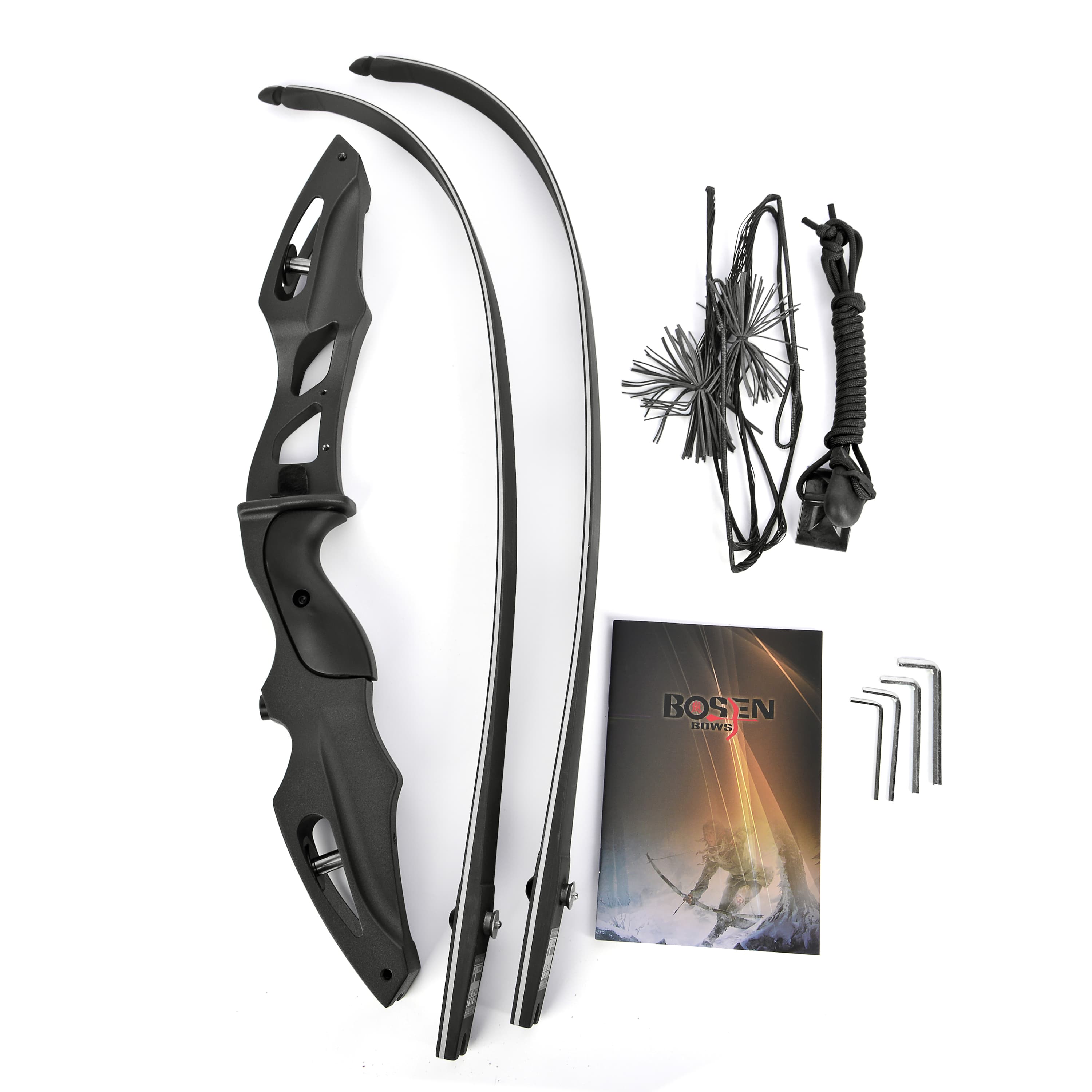 BOSEN 62" Traditional Hunting ILF Recurve Bow 25-55# @28"-CHN Archery