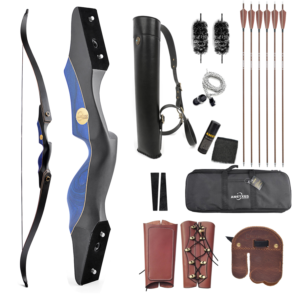 AMEYXGS 60" Wooden Takedown Recurve Bow 25-60# @28"