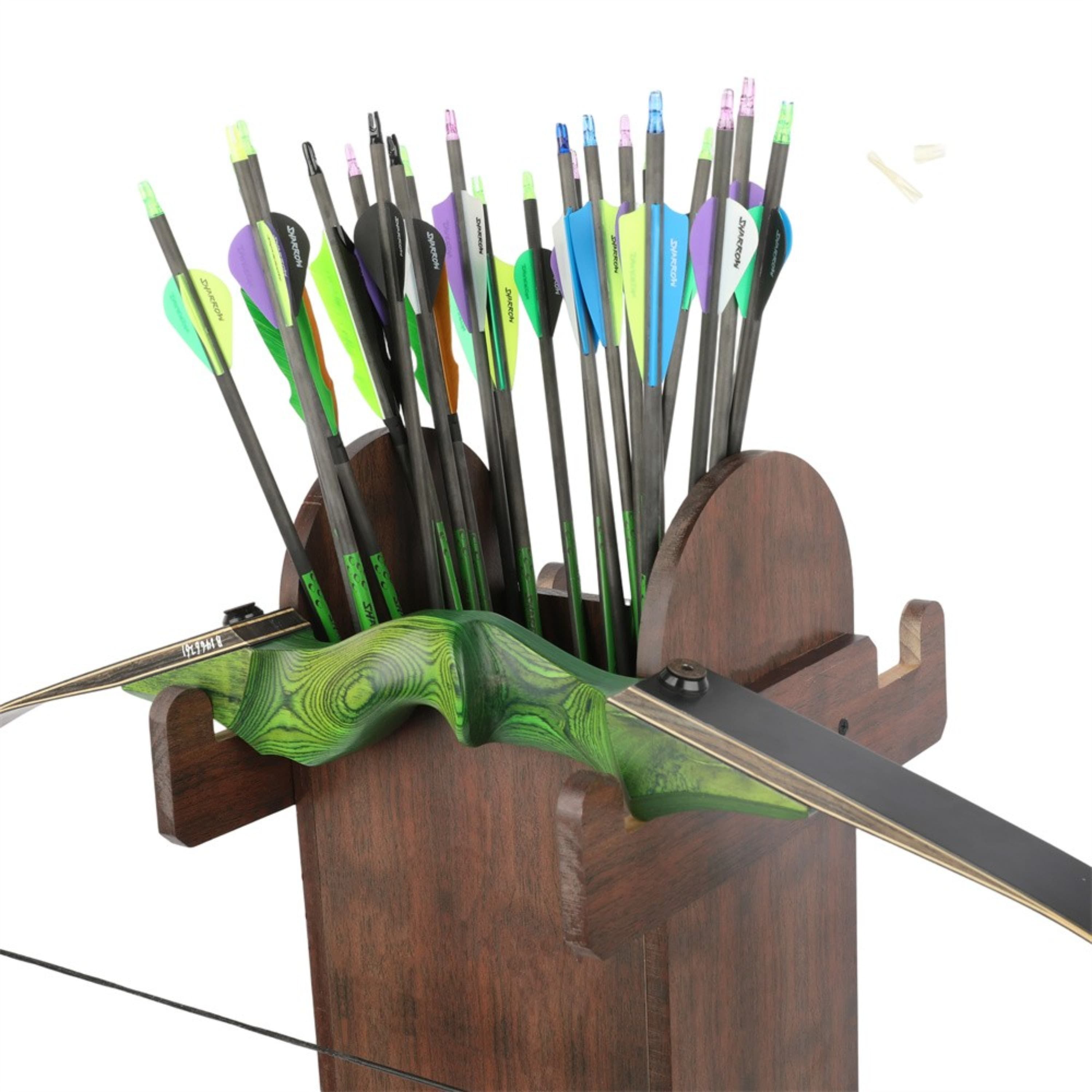 Solid Wooden Archery Quiver Bow Stand for Target Practice