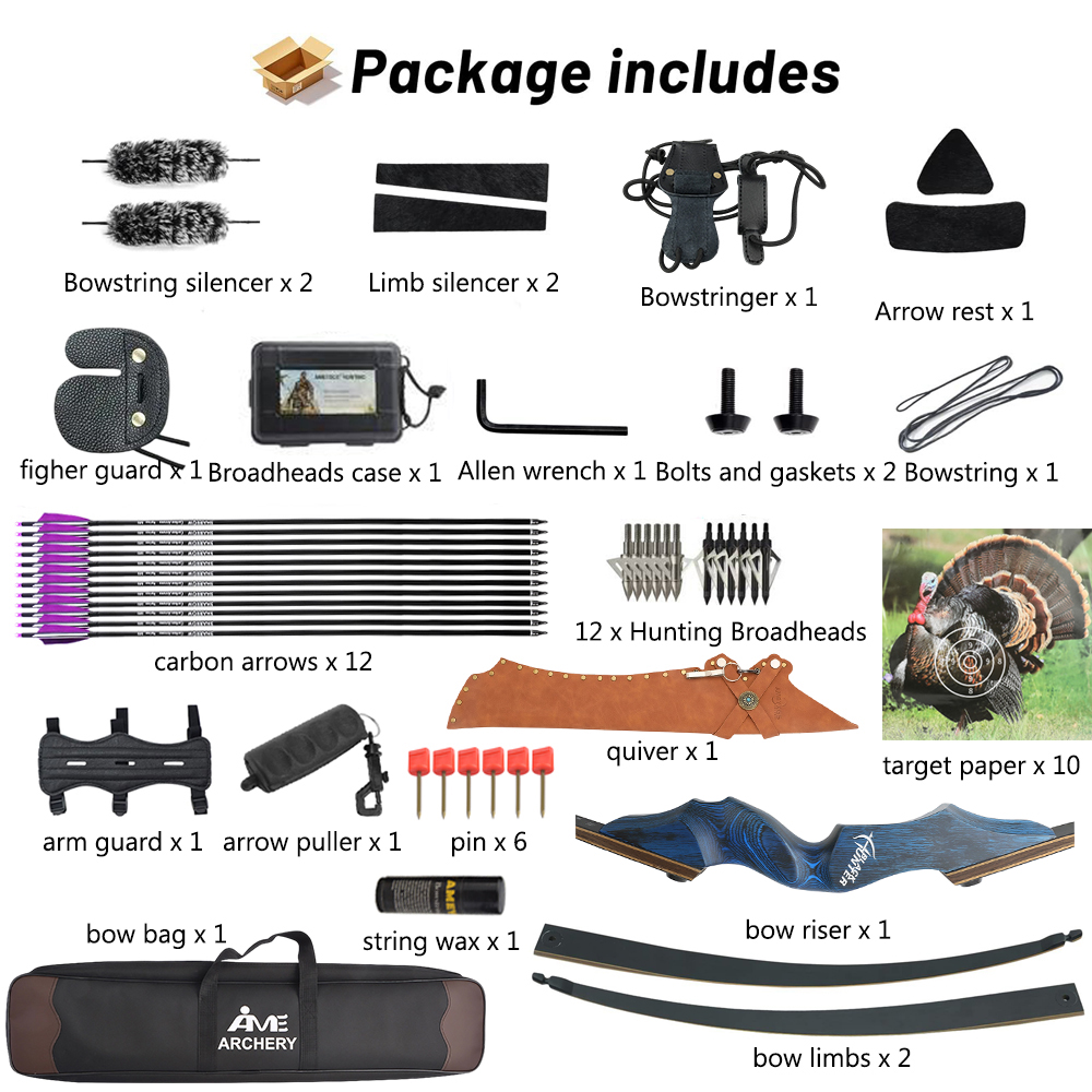 Black Hunter 60" Recurve Bow Takedown Hunting Bow 20-60 lbs RH/LH