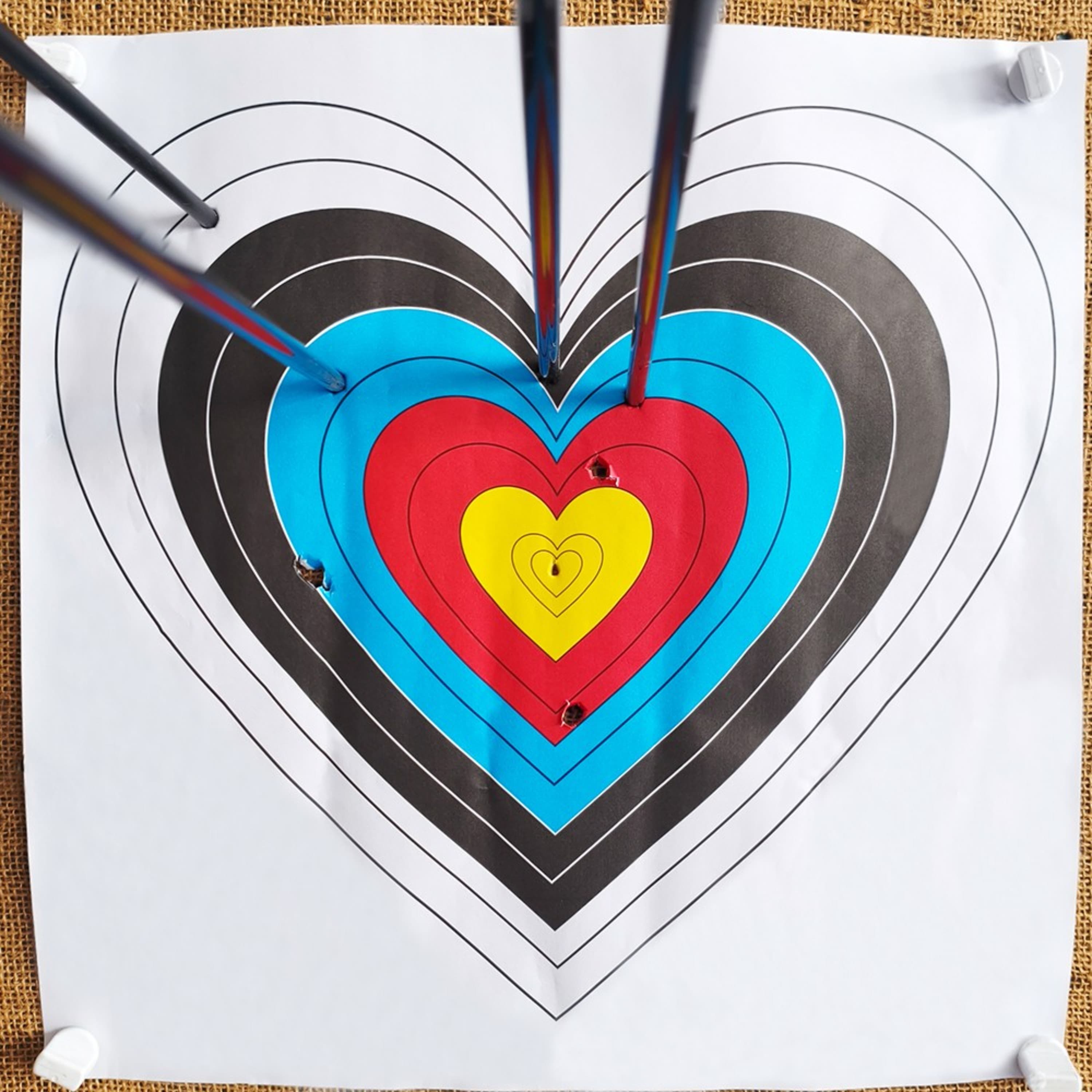 Heart Shape Archery Target Paper 40cm for Bow Training(10 Pack)