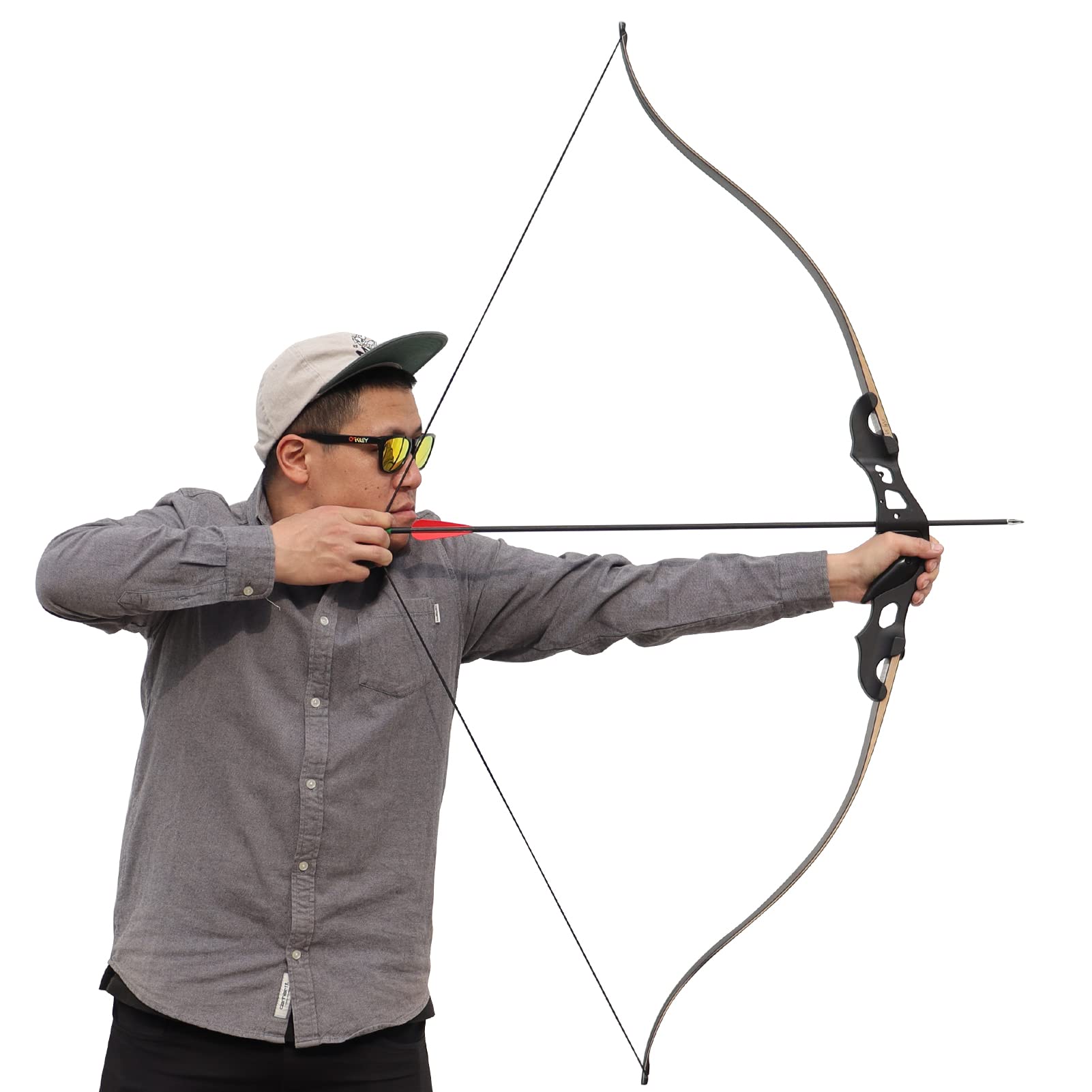 BLACK HUNTER 60" Traditional Metal Hunting Recurve Bow 20-55 lbs-CHN Archery
