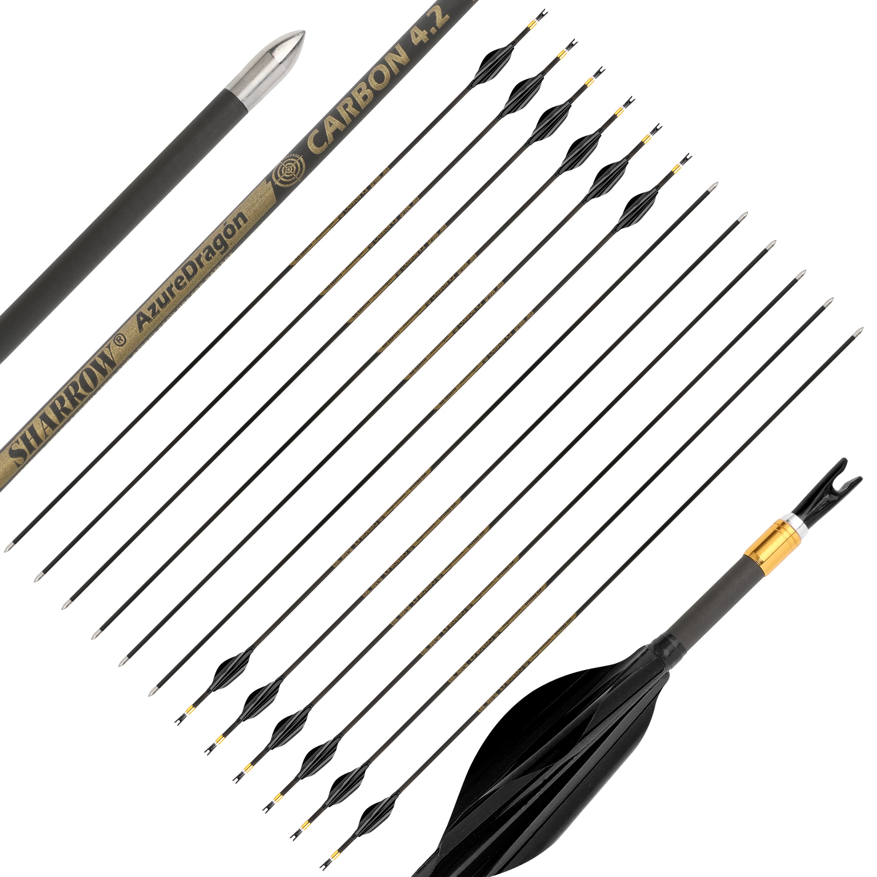 SHARROW .166" Pure Carbon Target Arrows Spine 700-1000 (12 Pack)-CHN Archery