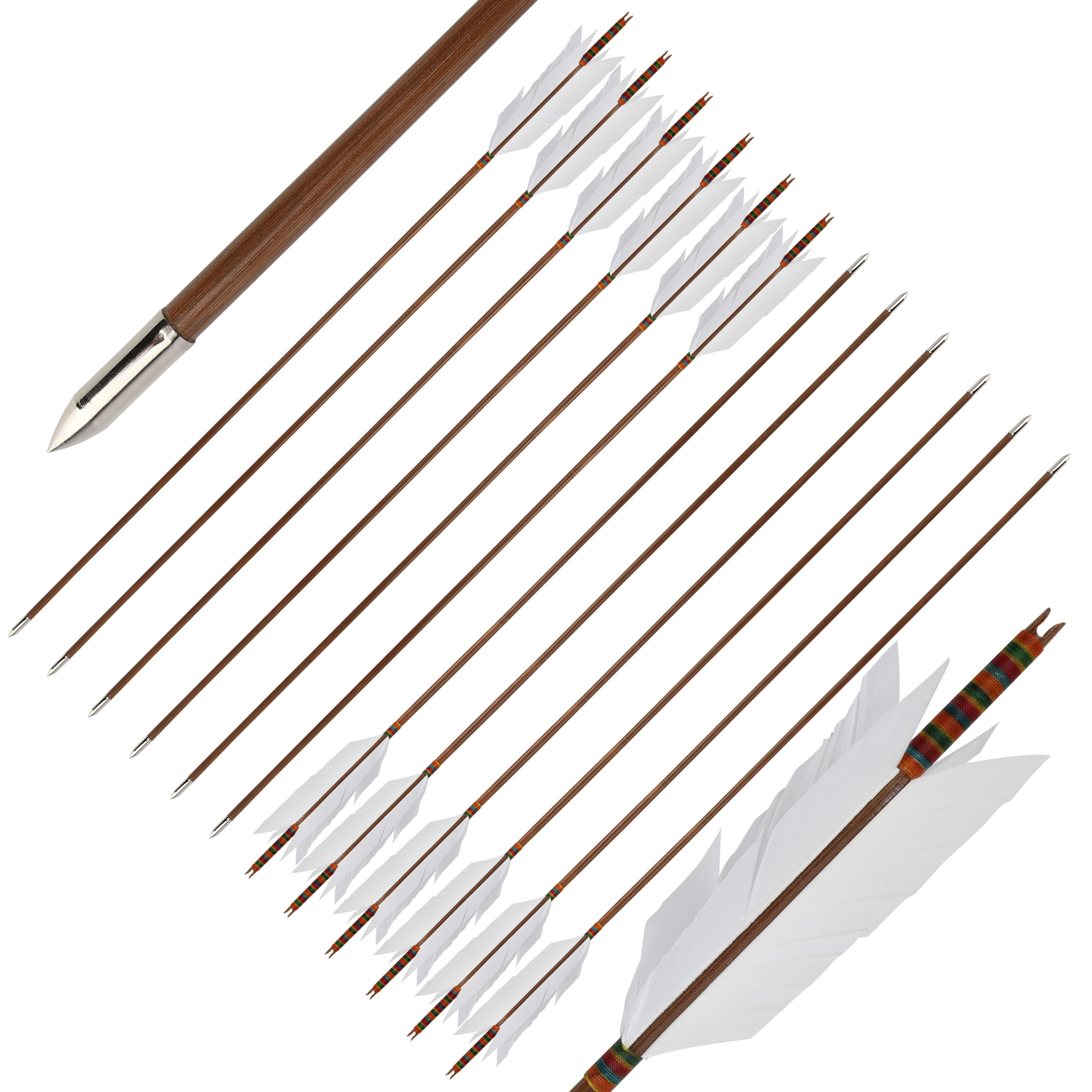 SHARROW Traditional Archery Bamboo Flu Flu Arrows (12 Pack)-CHN Archery