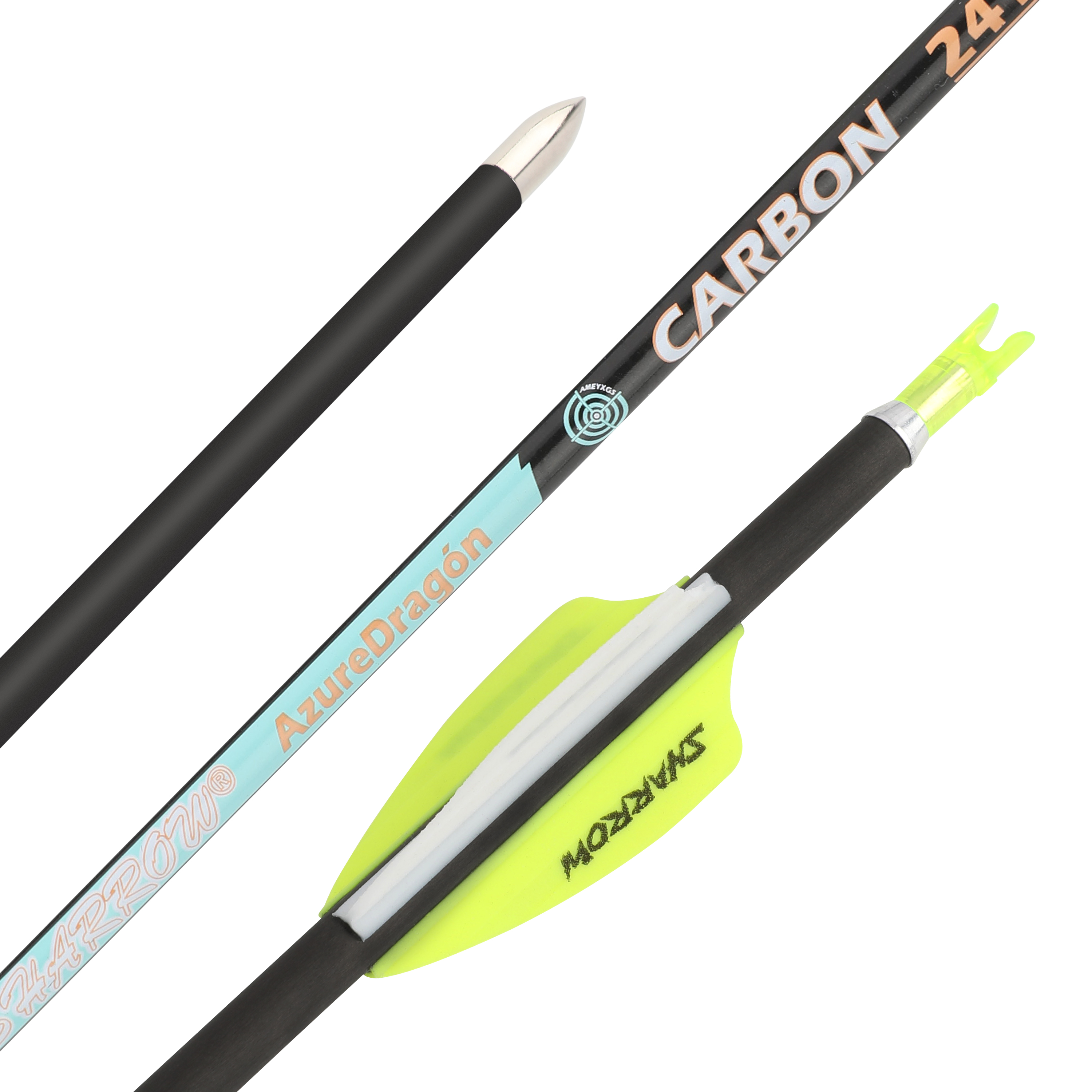 SHARROW Pure Carbon 4.2mm Fletched Target Arrows for Recurve (12 Pack)