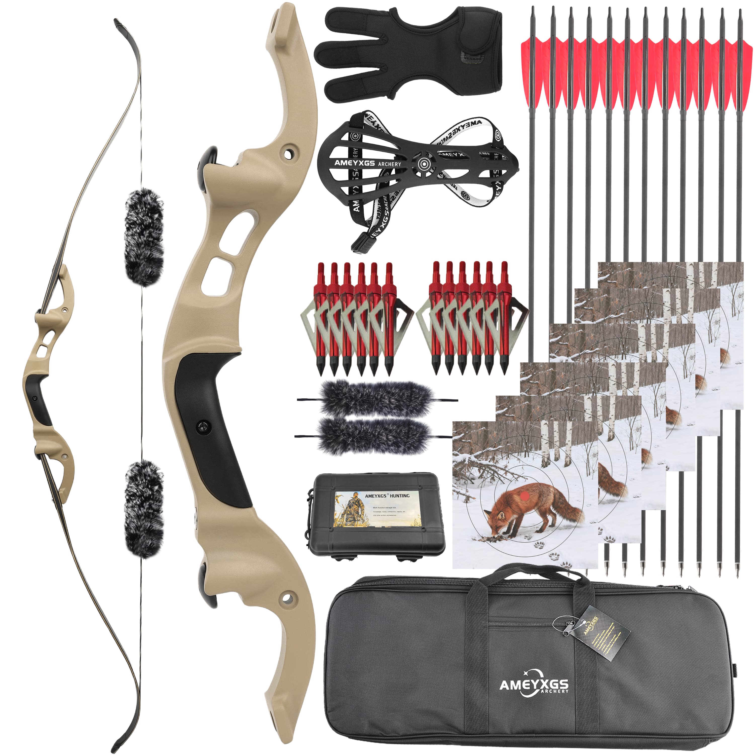 TBOW H3 Traditional Hunting Takedown Recurve Bow Kit 25-60 lbs