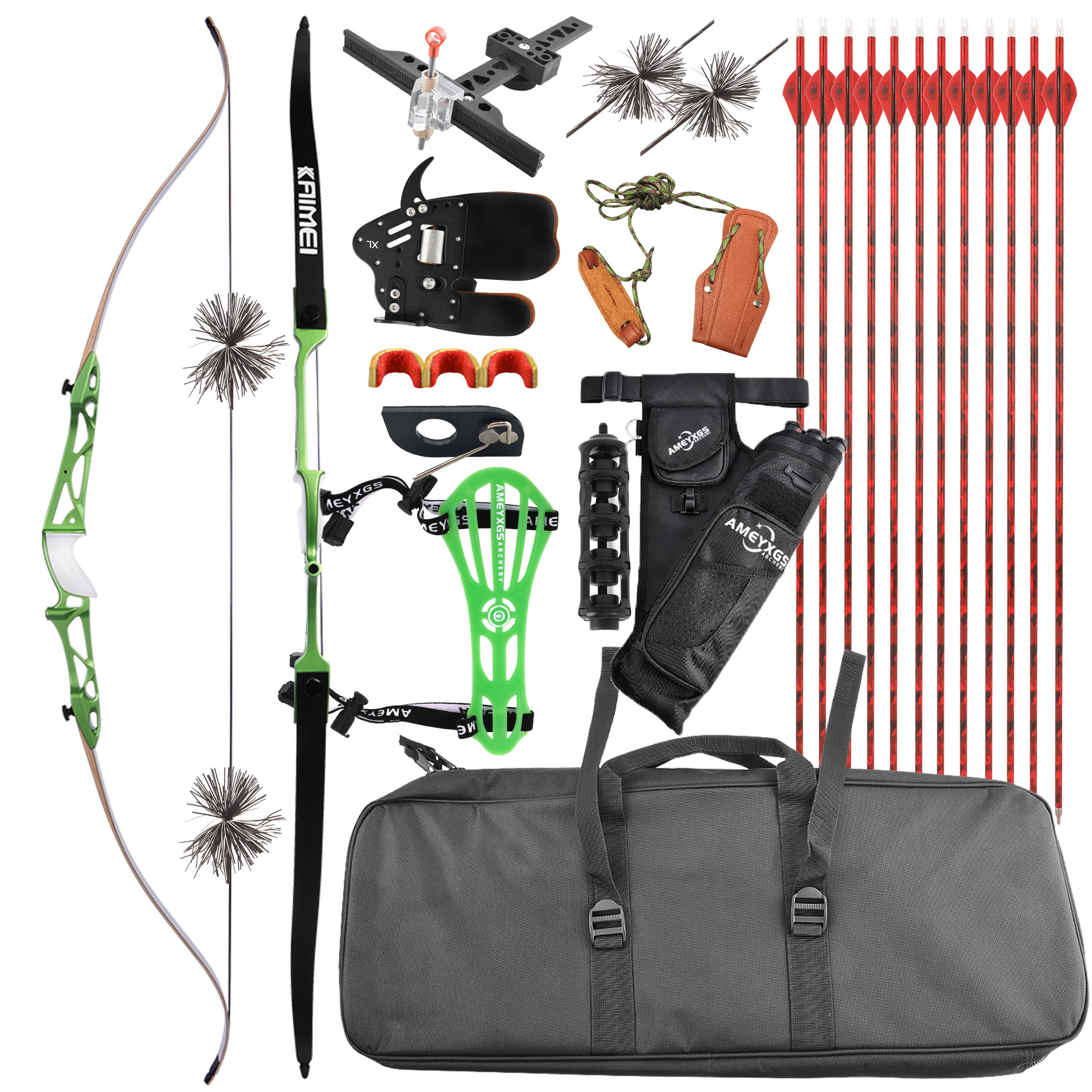 KAIMEI 66" 68" 70" Competition Recurve Bow Kit Target 12-40# @28"