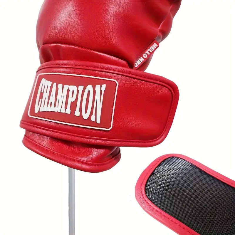 Red & Black PU Leather Golf Headcover, Waterproof Driver/Fairway Wood