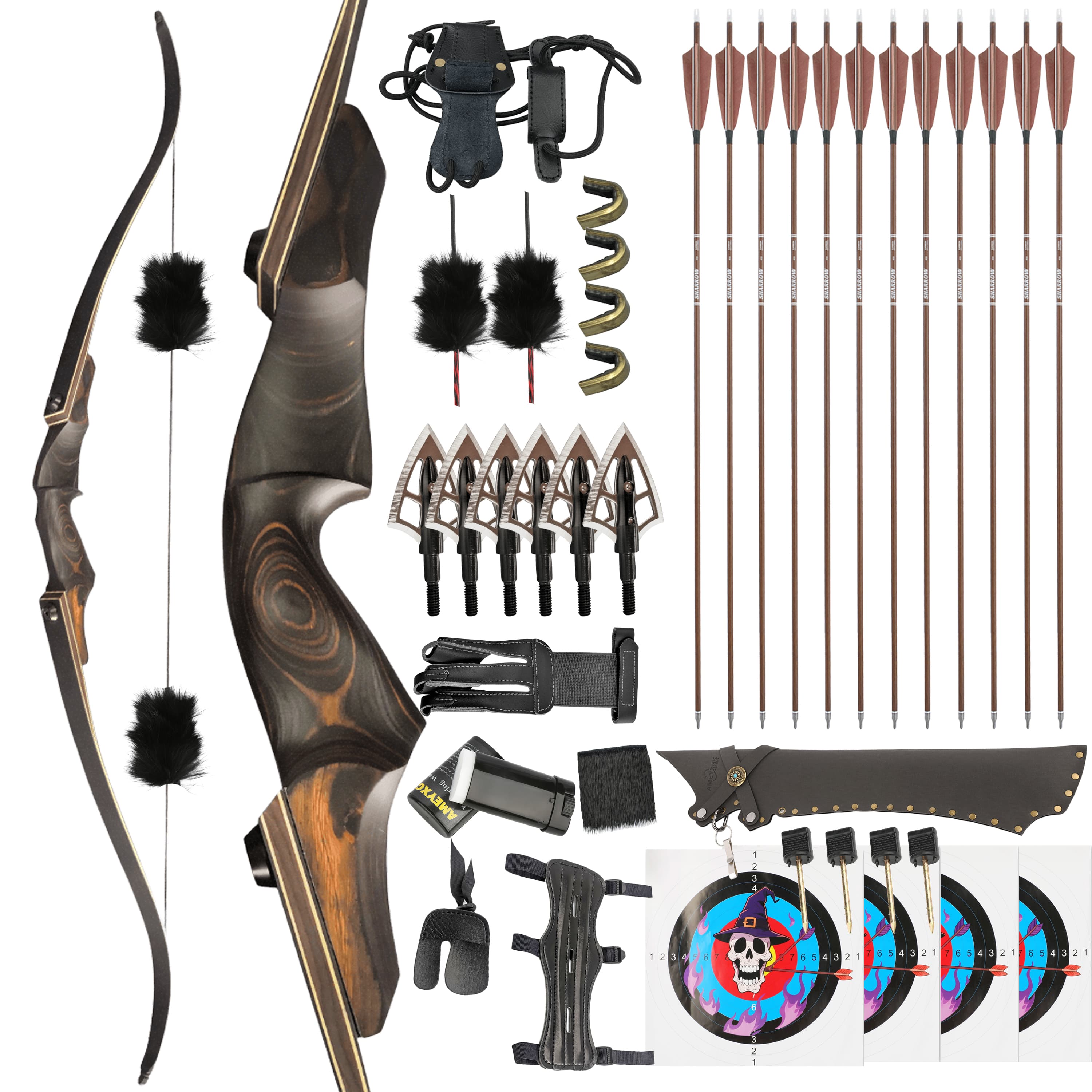 BLACK HUNTER Rebirth 60" Wooden Recurve Bow Takedown 25-60 lbs