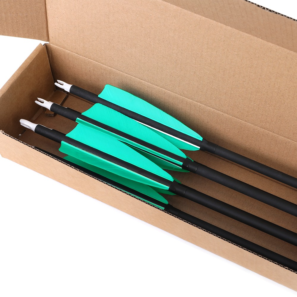 SHARROW Feather Fletched Arrows for Recurve Bow Spine 500 (12 Pack)