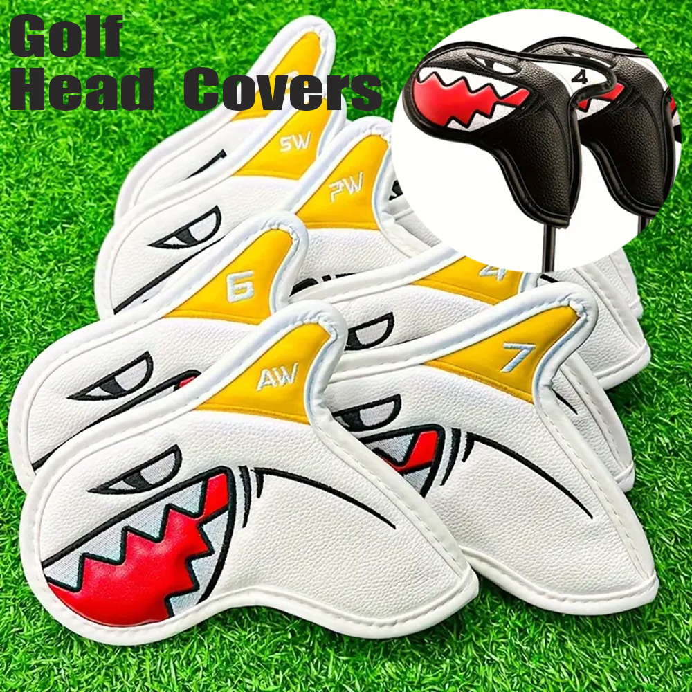 Golf Iron Head Cover Shark Design PU Leather Waterproof Protective