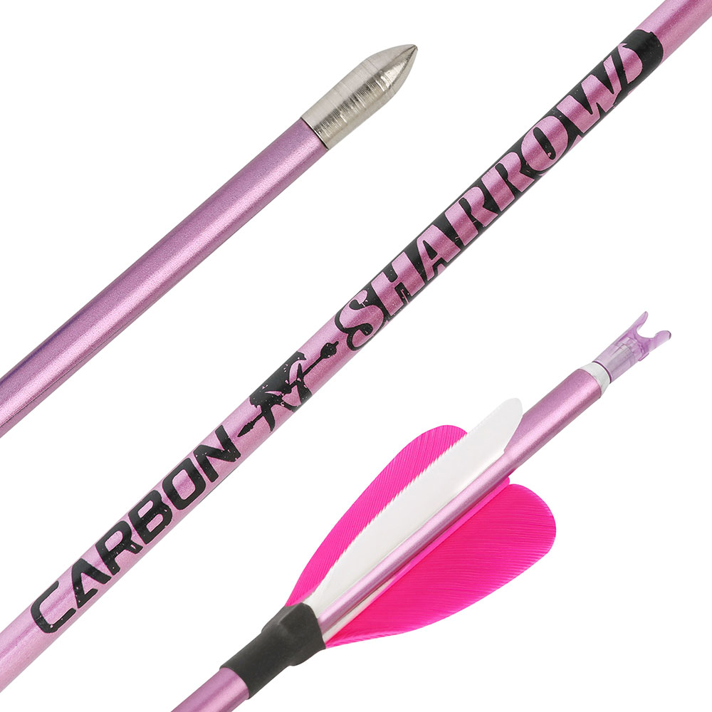 SHARROW Feathered Target Carbon Arrows Spine 400-1000 (12 Pack)