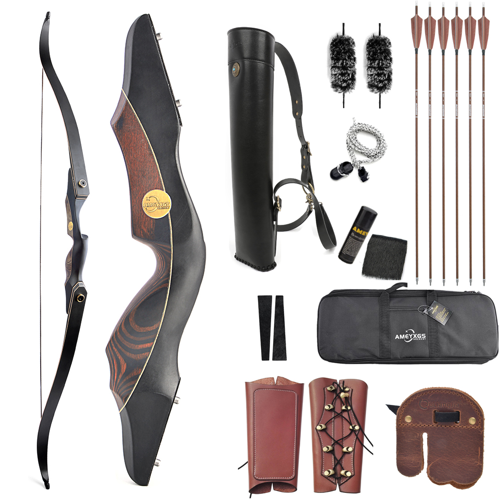 AMEYXGS 60" Wooden Takedown Recurve Bow 25-60# @28"