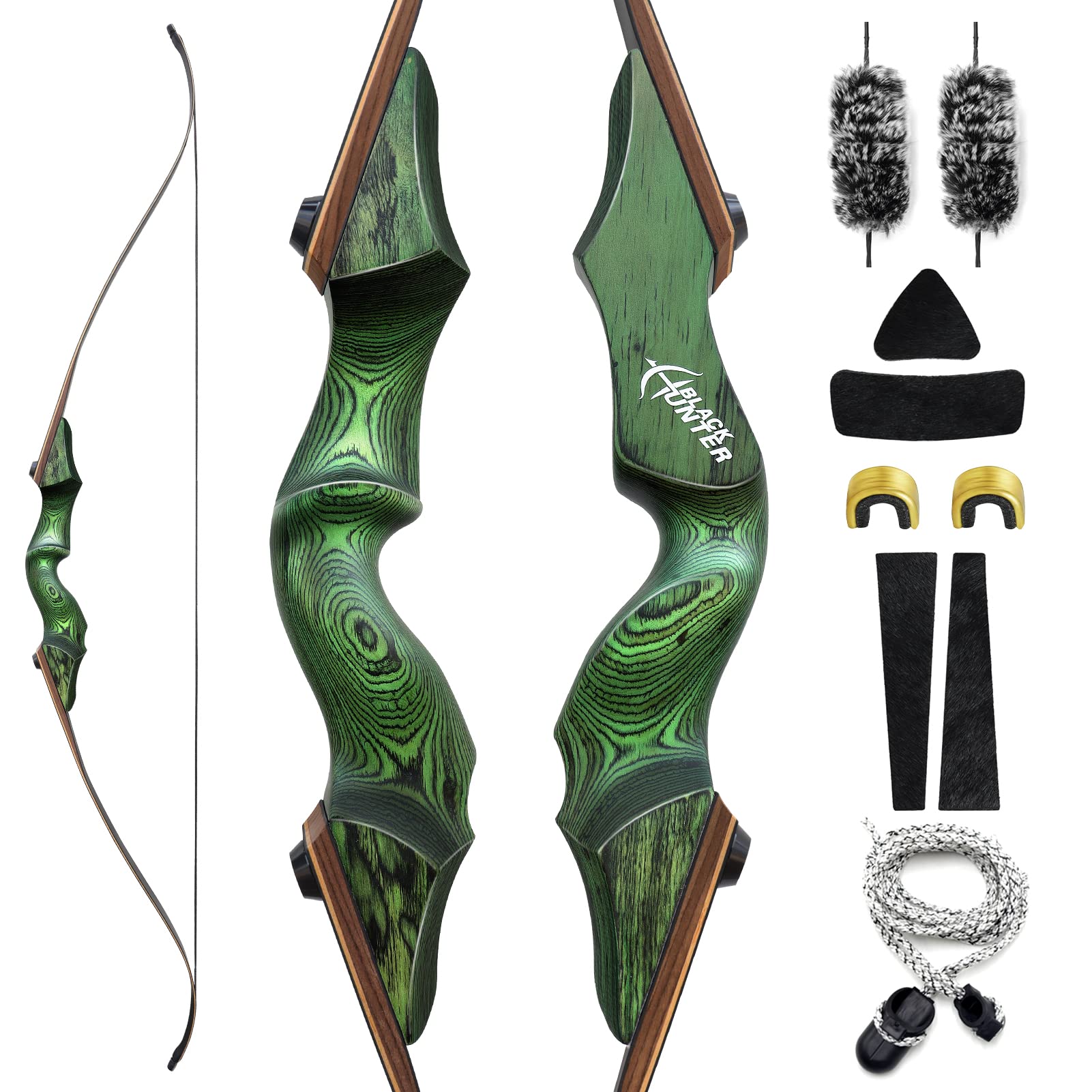 BLACK HUNTER 60" Takedown Wooden Recurve Bow 20-60 lbs