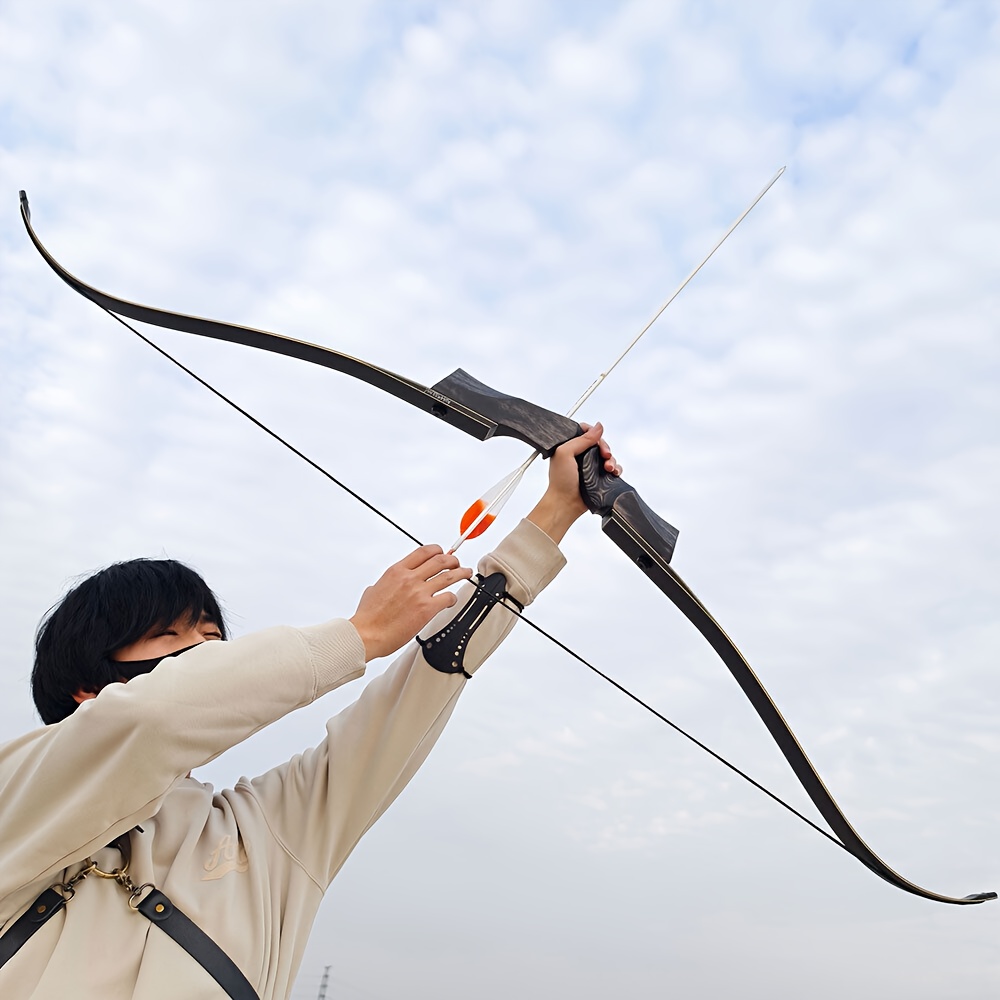 Wood Recurve Bow 57" Traditional Hunting Archery Set 40-55 lbs