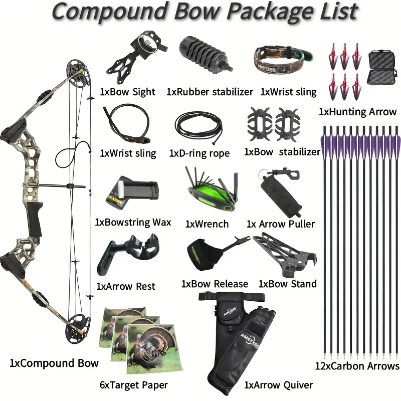 JUNXING Dragon X8 Hunting Compound Bow Camo Bow Package 20-70lbs