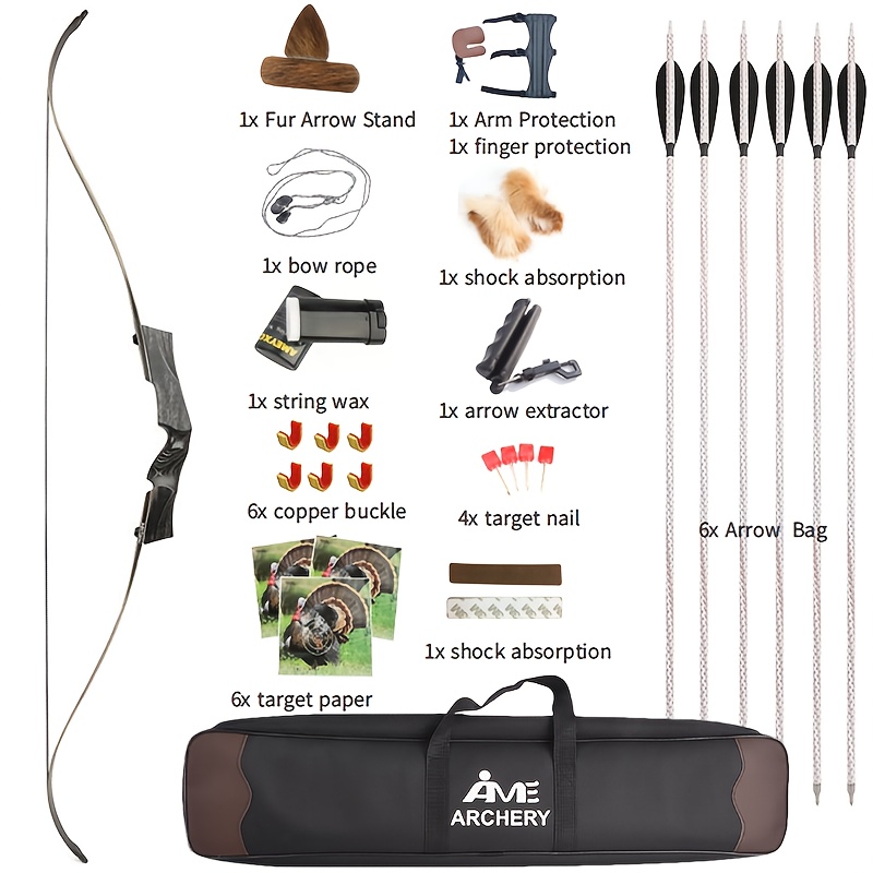 Wood Recurve Bow 57" Traditional Hunting Archery Set 40-55 lbs