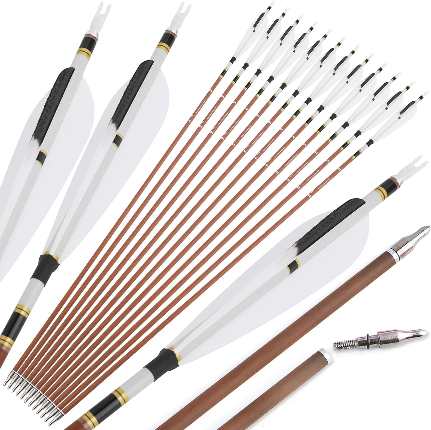 SHARROW 31" Hunting Carbon Arrows Spine 300/400/500/600/700/800 (12 Pack)