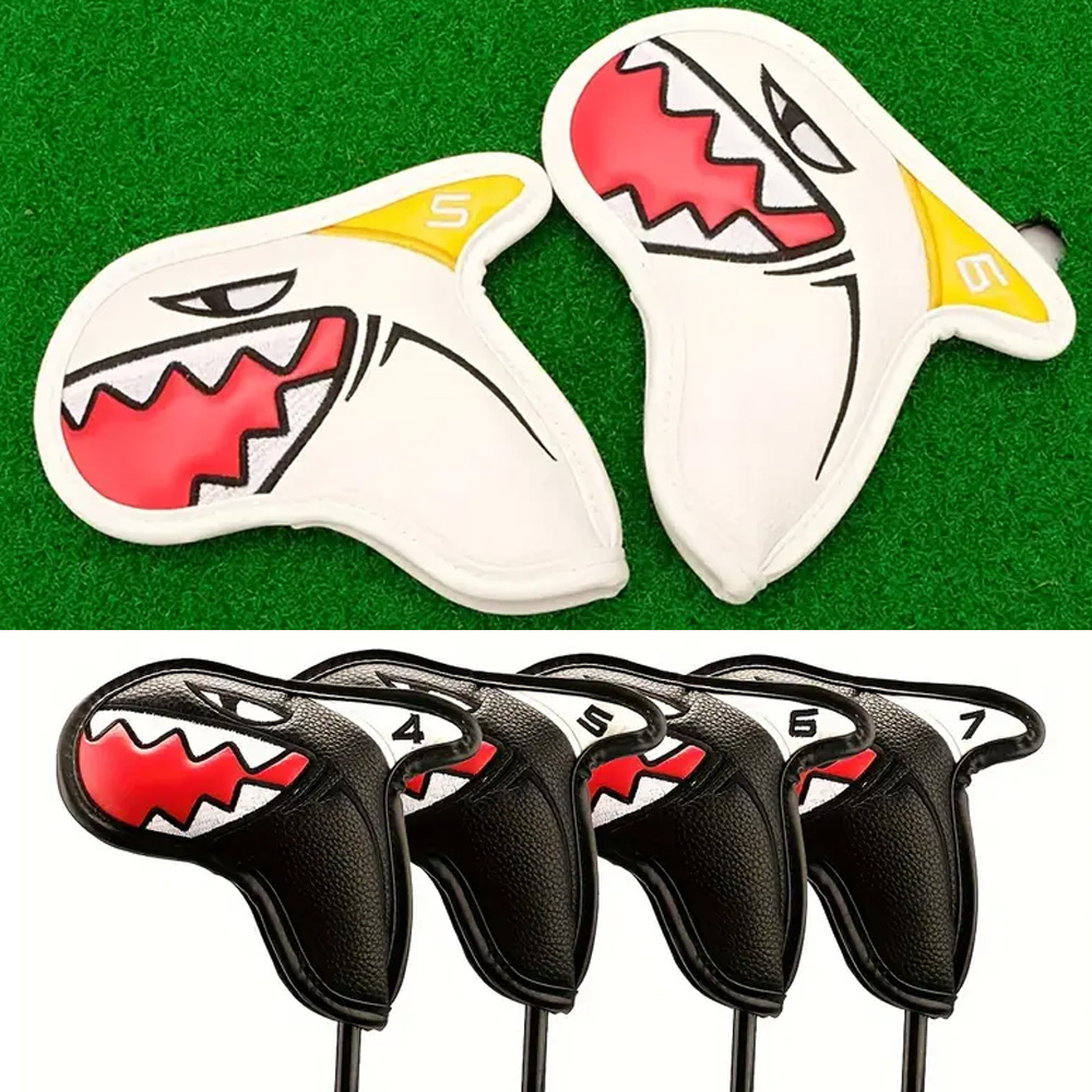 Golf Iron Head Cover Shark Design PU Leather Waterproof Protective