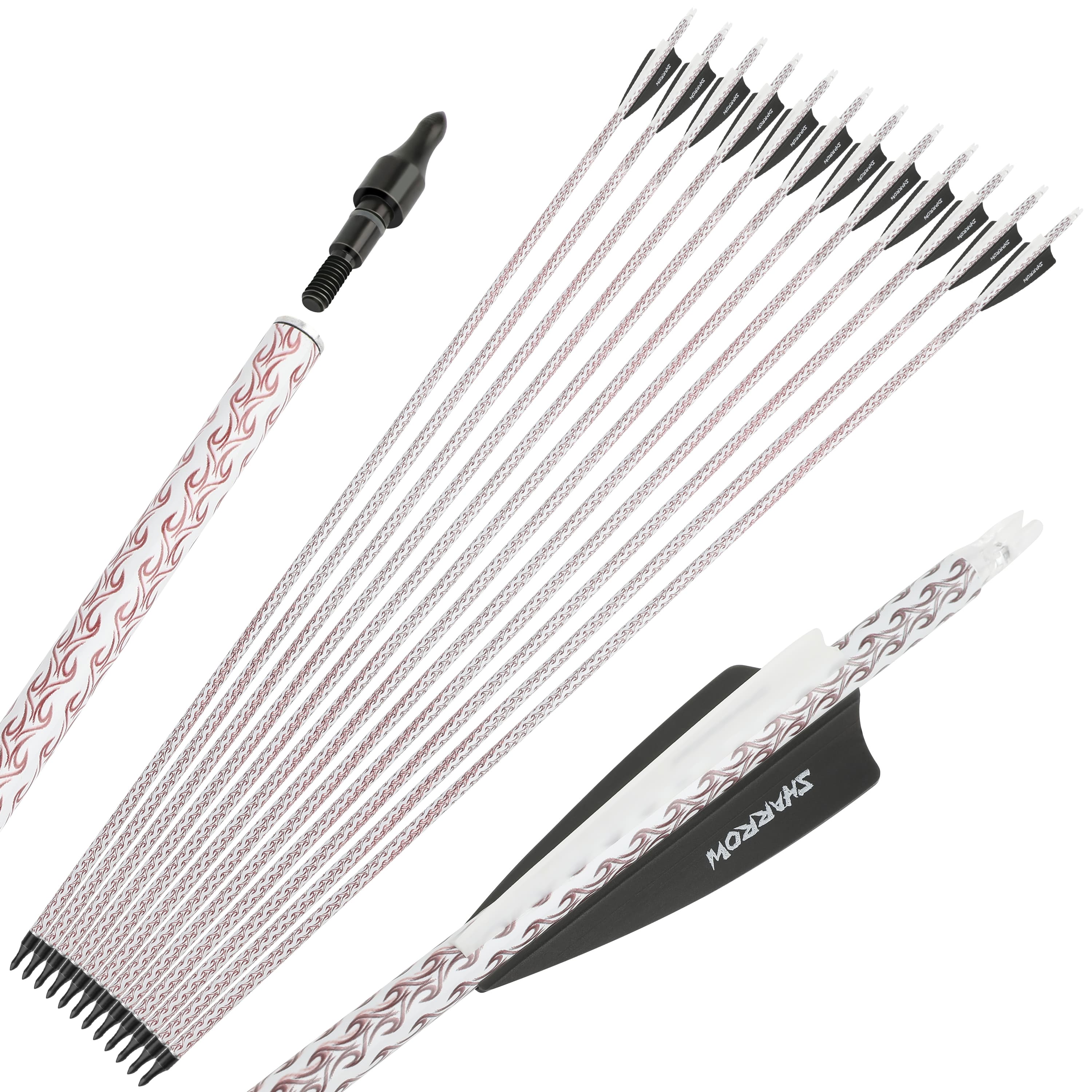 12X 30" Carbon Arrow Archery SP500 Screw Tips Hunting Shooting