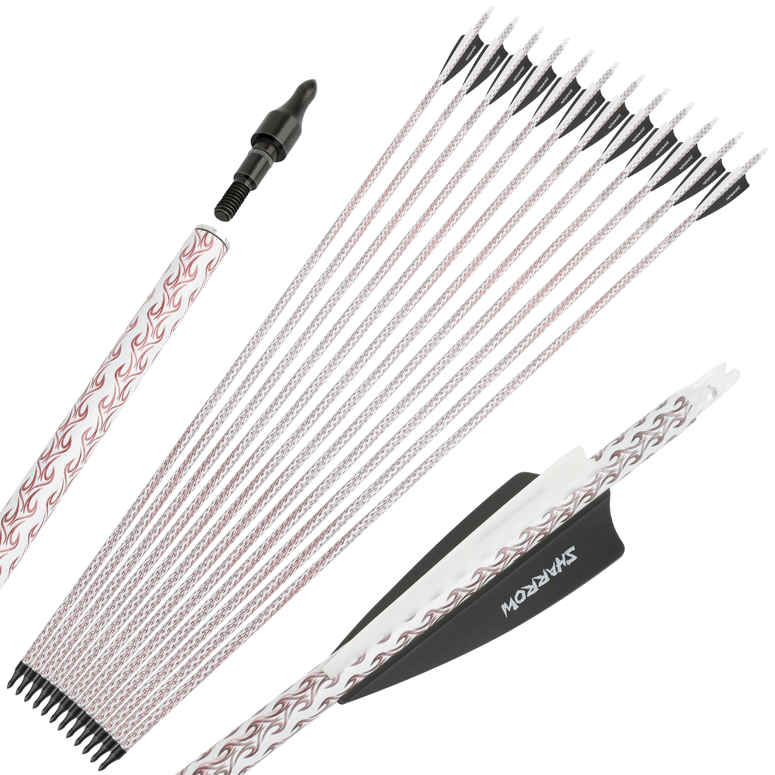 SHARROW 30" Hybrid Carbon Arrows Spine 500 for Recurve (12 Pack)
