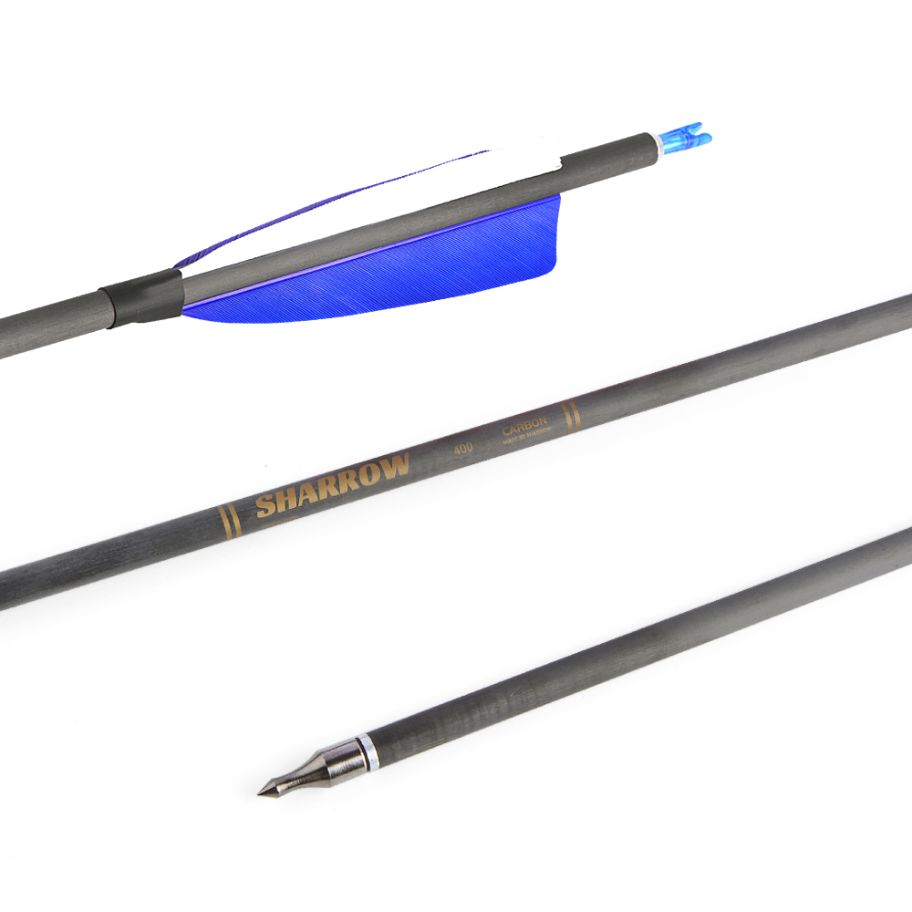 SHARROW Archery 400 Spine Carbon Arrows with 4" Feathers (12 Pack)-CHN Archery