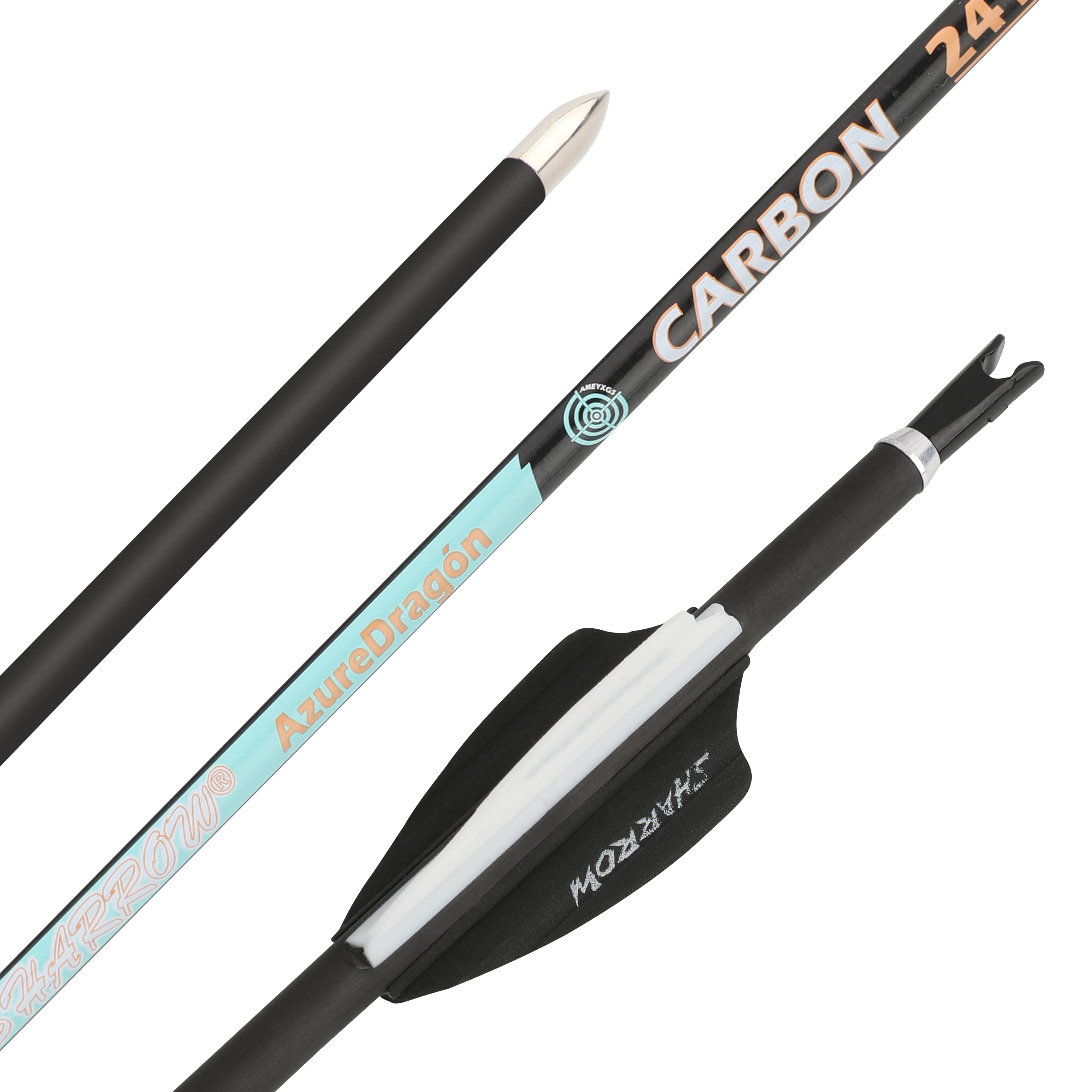 SHARROW Pure Carbon 4.2mm Fletched Target Arrows for Recurve (12 Pack)