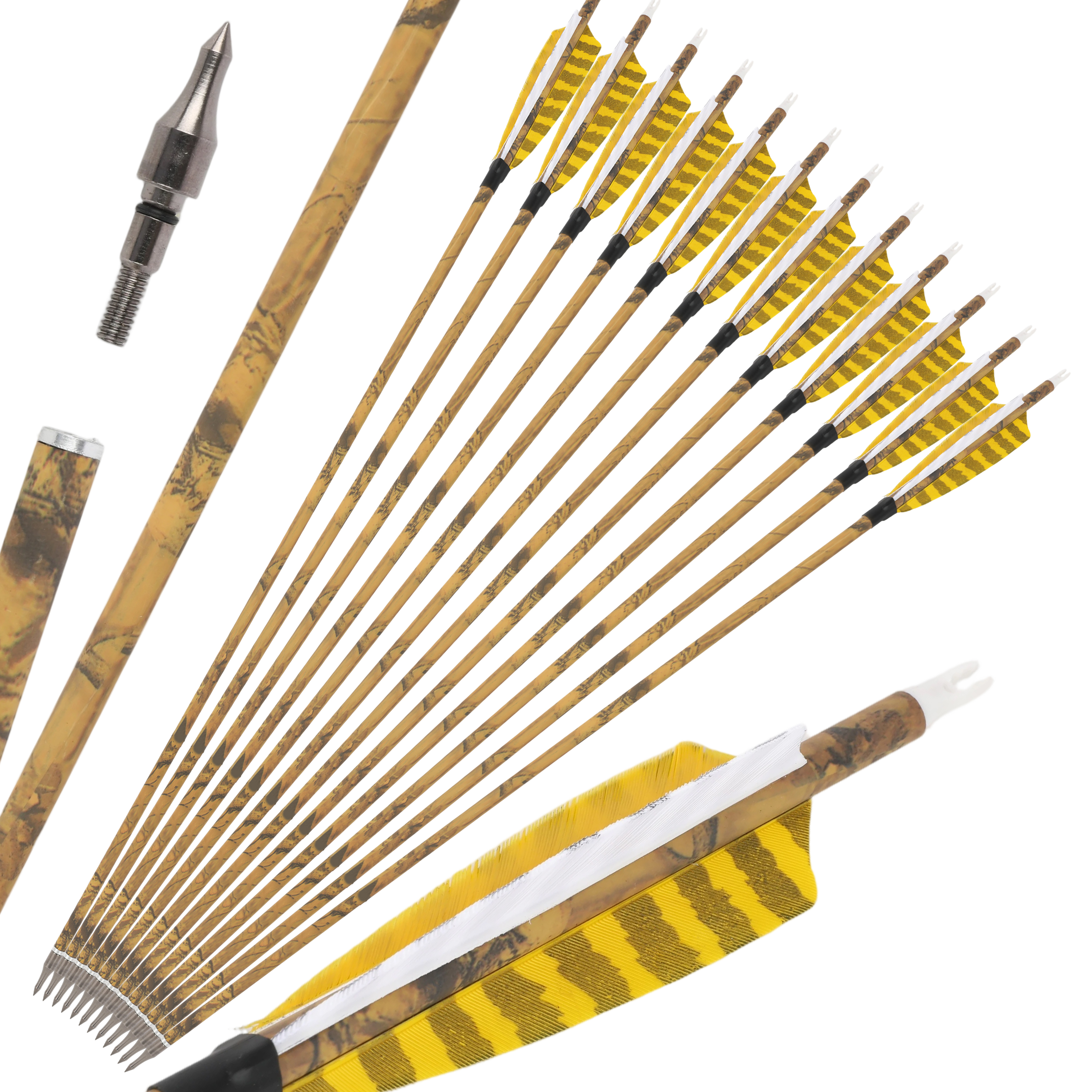 Carbon Hybrid Arrows, Spine 500, 100 Grain Tips for Archery