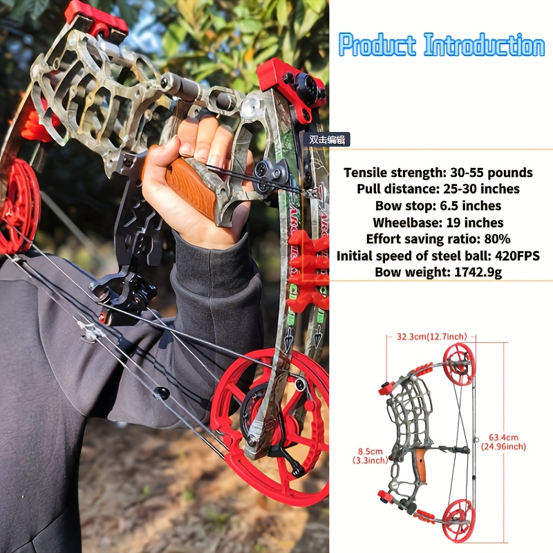 JUNXING Bow and Arrows Steel Ball Compound Hunting 30-60 lbs RH/LH