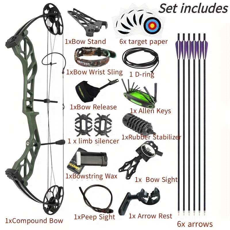 High-Performance Right-Handed Compound Bow Set - Durable Aluminum Alloy, 320 FPS, Adjustable Draw Weight 19-70 lbs, Camo Design for Hunting & Target Shooting