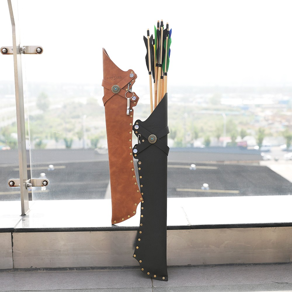 AMEYXGS Medieval Leather Quiver Traditional Arrow Quiver RH/LH