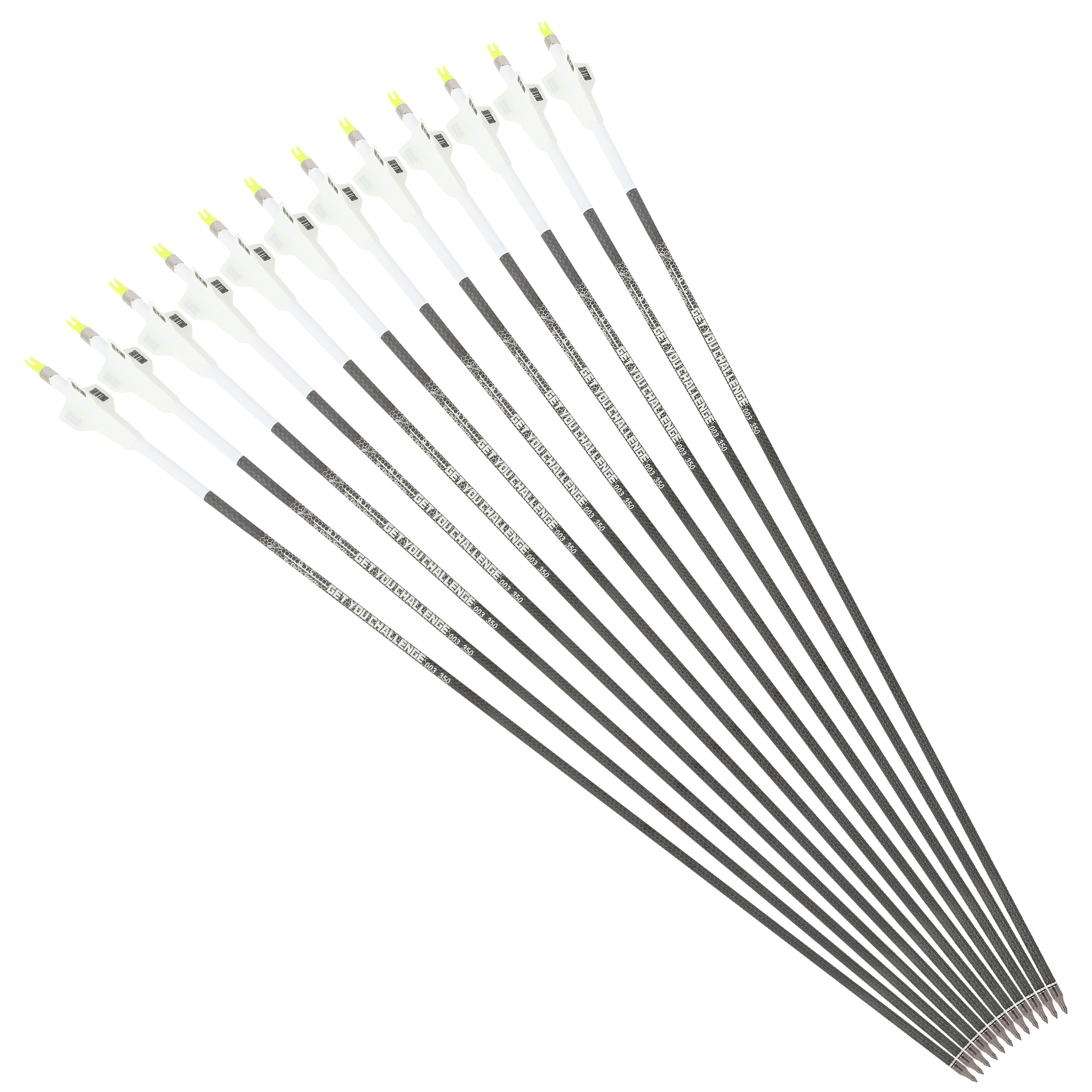 SHARROW 32" 3K Pure Carbon Arrows +/- .003" Spine 250-400 (12 Pack)