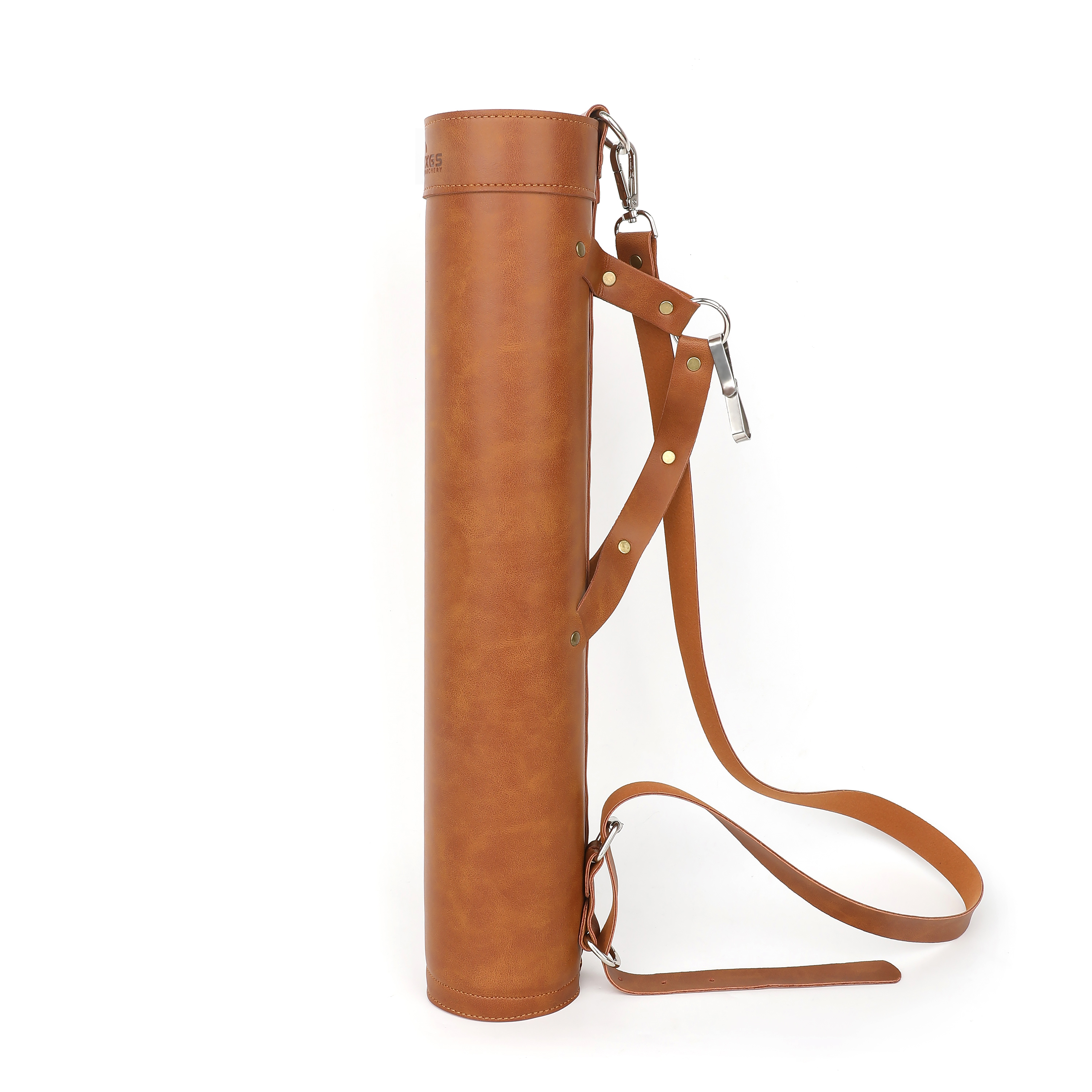 Brown Leather Quiver, Adjustable, Single Shoulder or Waist Carry
