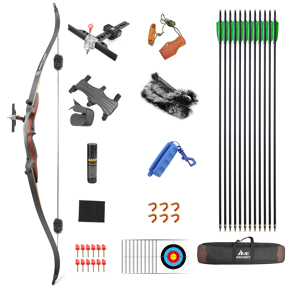 AMEYXGS 62" Traditional Hunting Takedown Recurve Bow 20-50# @28"