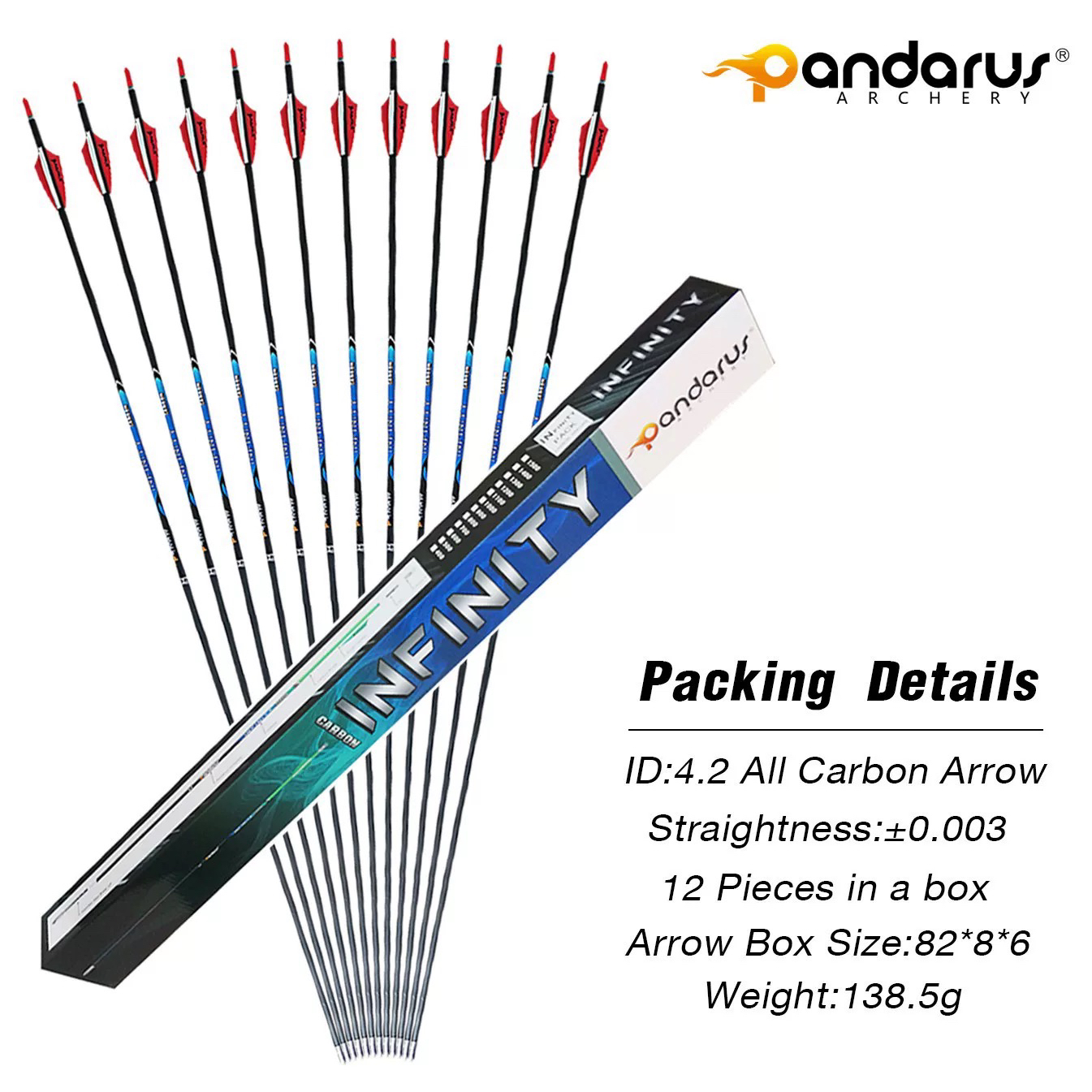 PANDARUS INFINITY 4.2 mm Pure Carbon Competition Arrows (12 Pack)