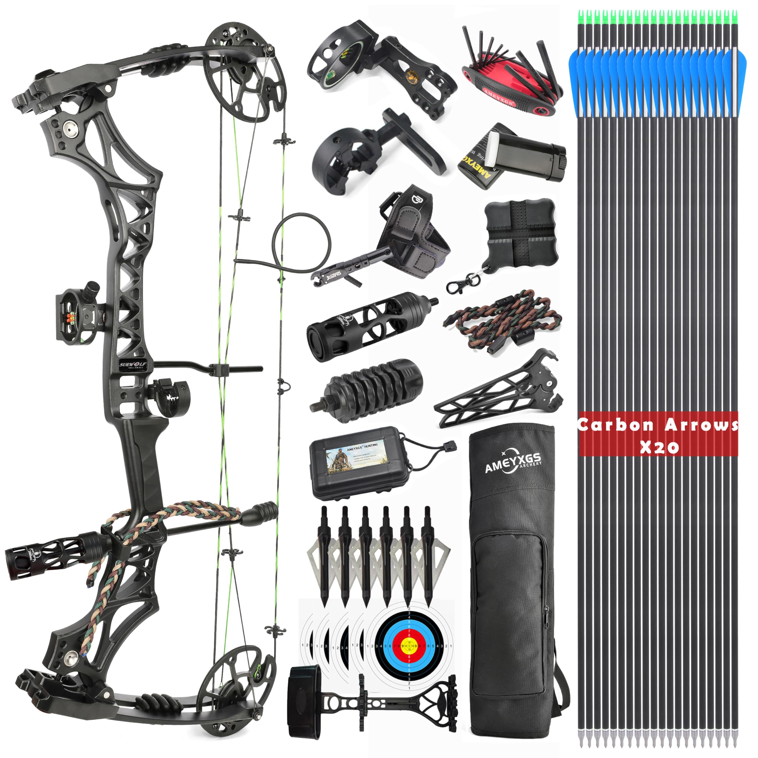 Archery Compound Bow Kit Arrows 30-55 Lbs Hunting – AMEYXGS