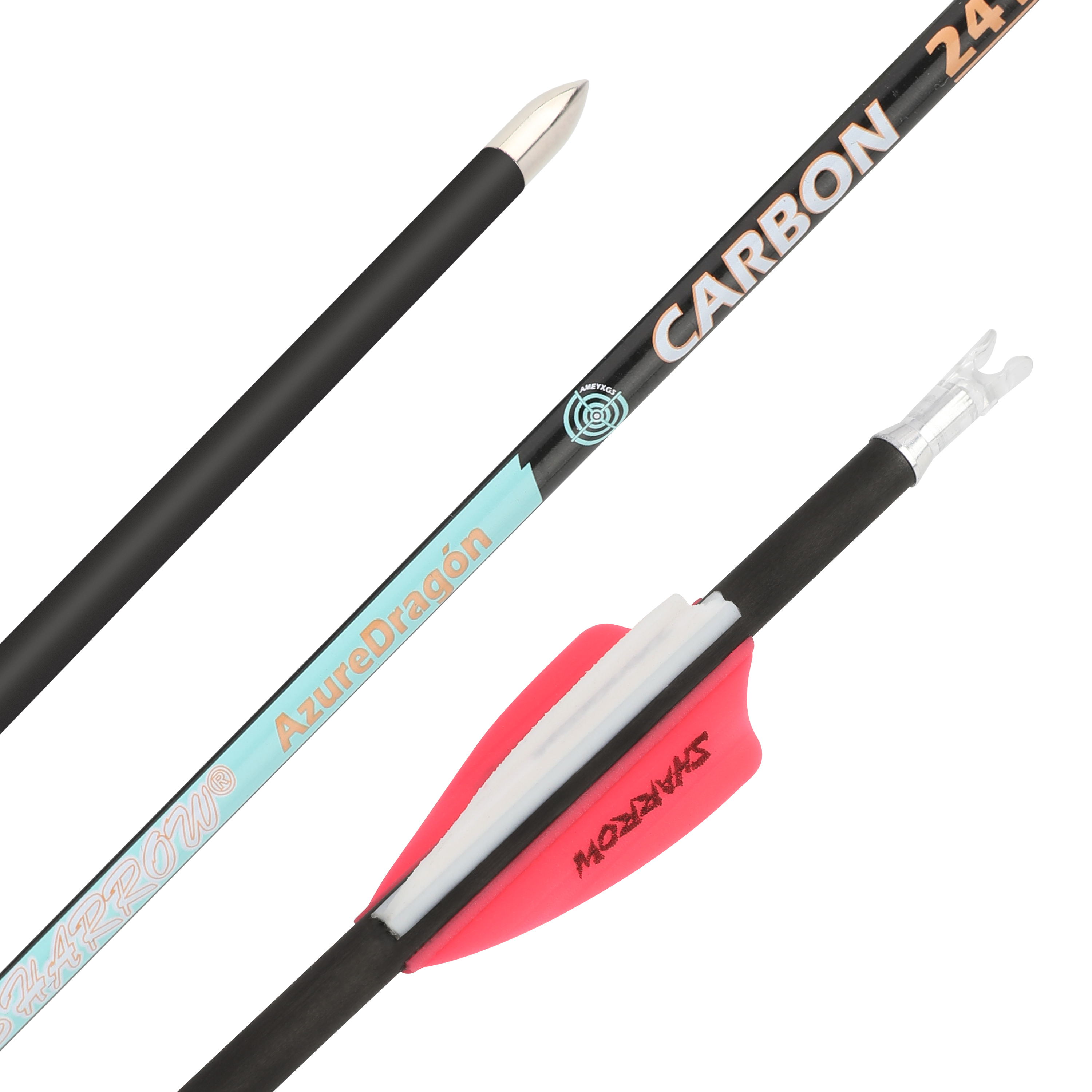 SHARROW Pure Carbon 4.2mm Fletched Target Arrows for Recurve (12 Pack)