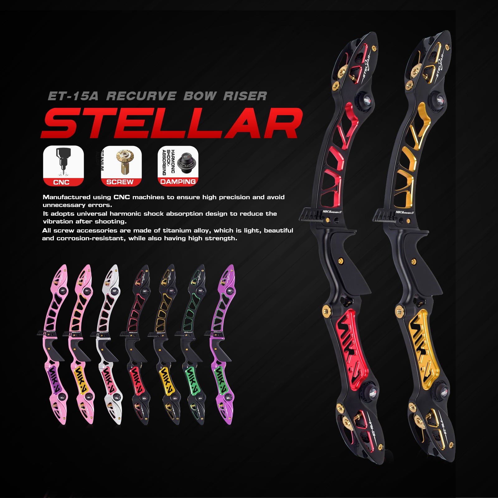 NIKA ET-15A Stellar 25" ILF Recurve Bow Riser RH