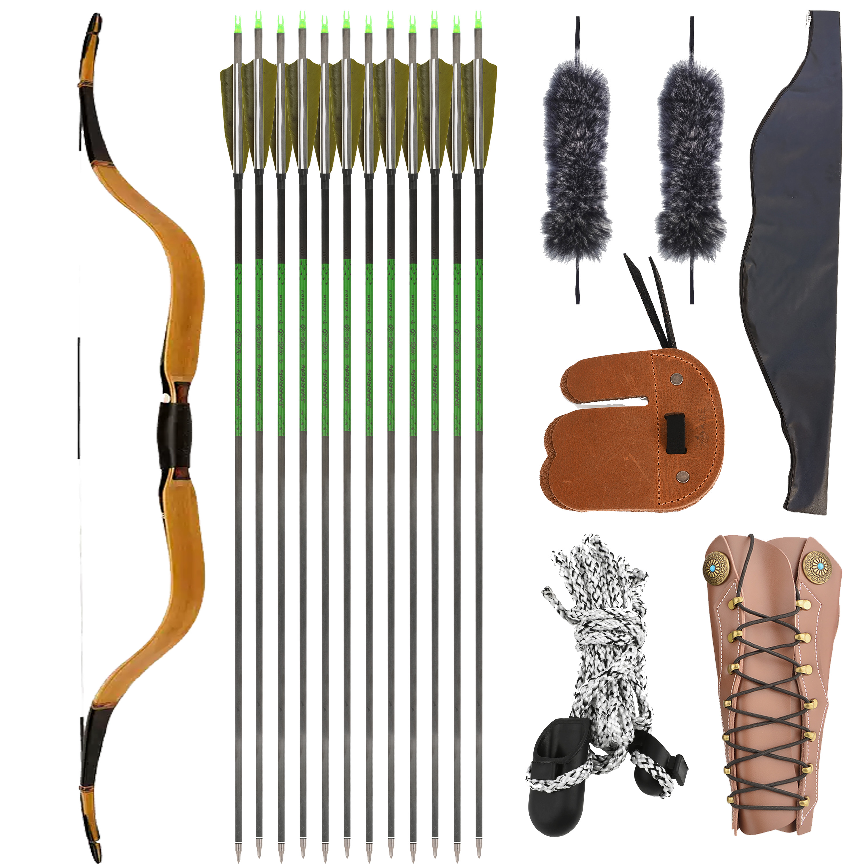AF Mong Yuan 20-50lbs Laminated Traditional Recurve Bow Shooting Archery