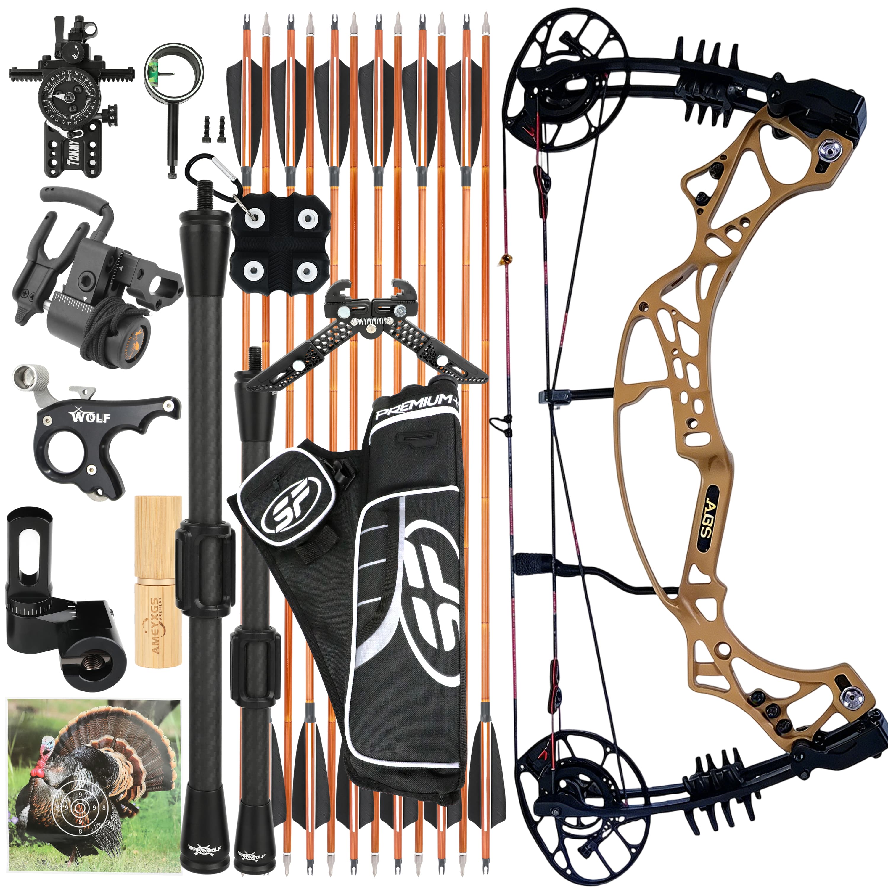 AGS 40-70lbs Compound Bow Target Kit Shooting Archery
