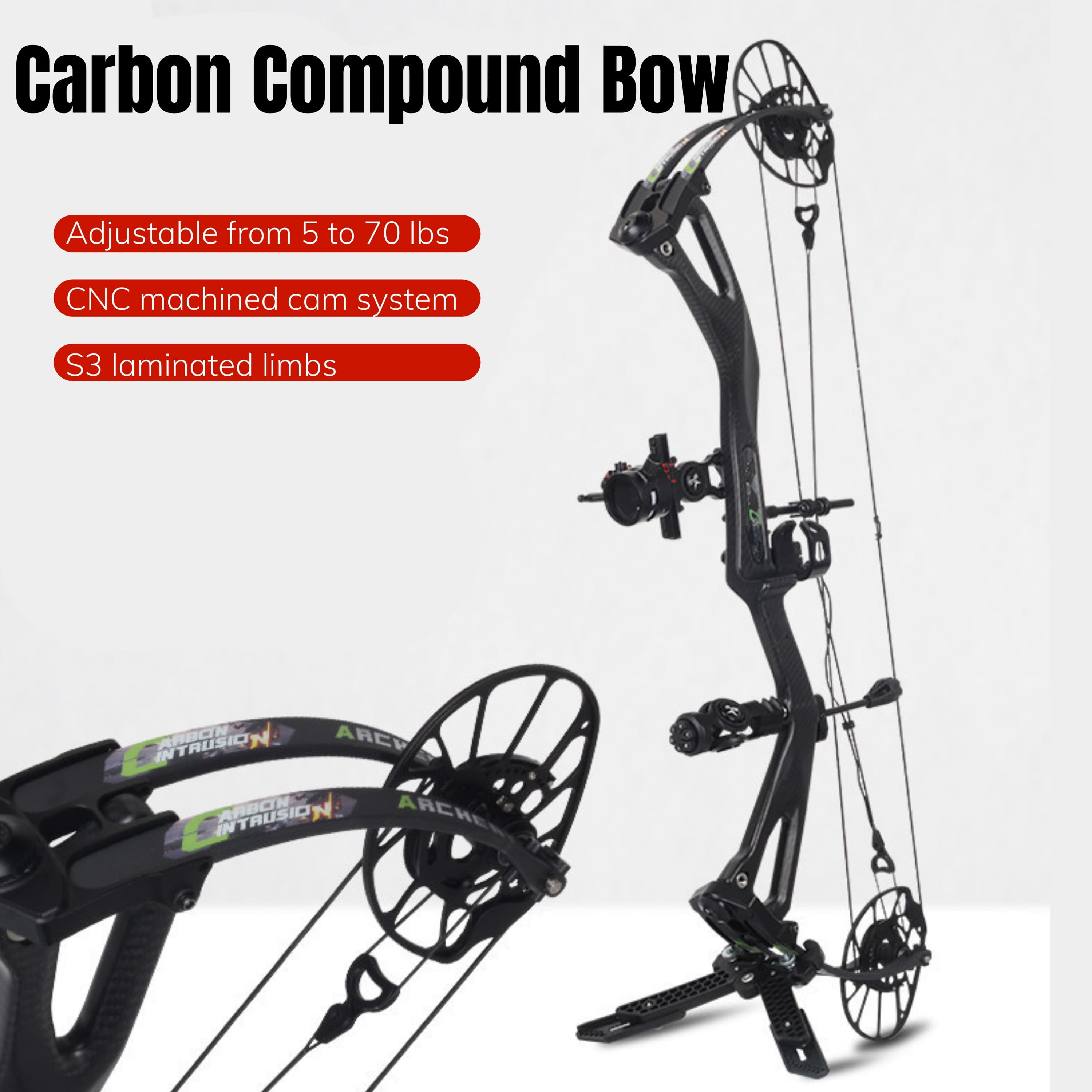 AGS Archery Compound Bow 45-75lbs Target Shooting RH