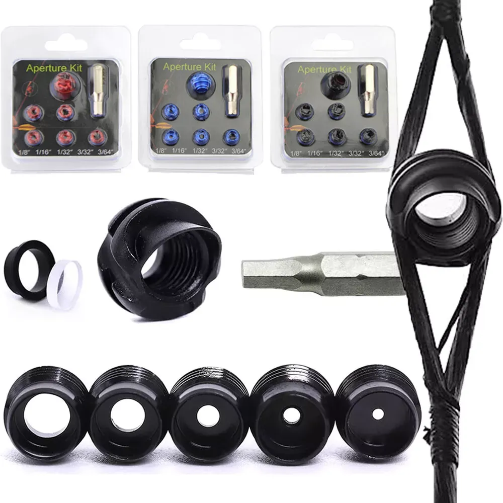 Compound Bow Peep Sight Kit, 37/45 Degree Aluminum Housing & 5 Cores