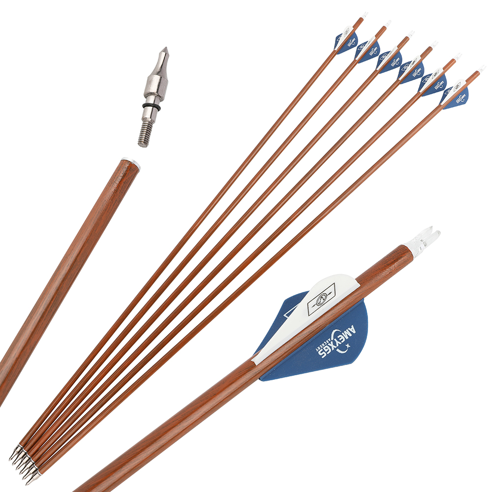 AMEYXGS 30" Archery Carbon Arrows for Compound Bow Spine 500 (12 Pack)