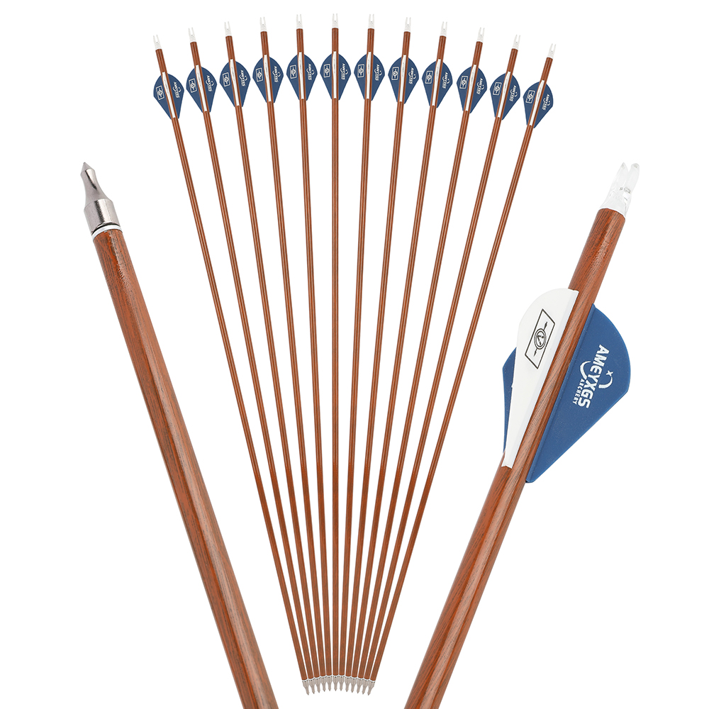 AMEYXGS 30" Archery Carbon Arrows for Compound Bow Spine 500 (12 Pack)