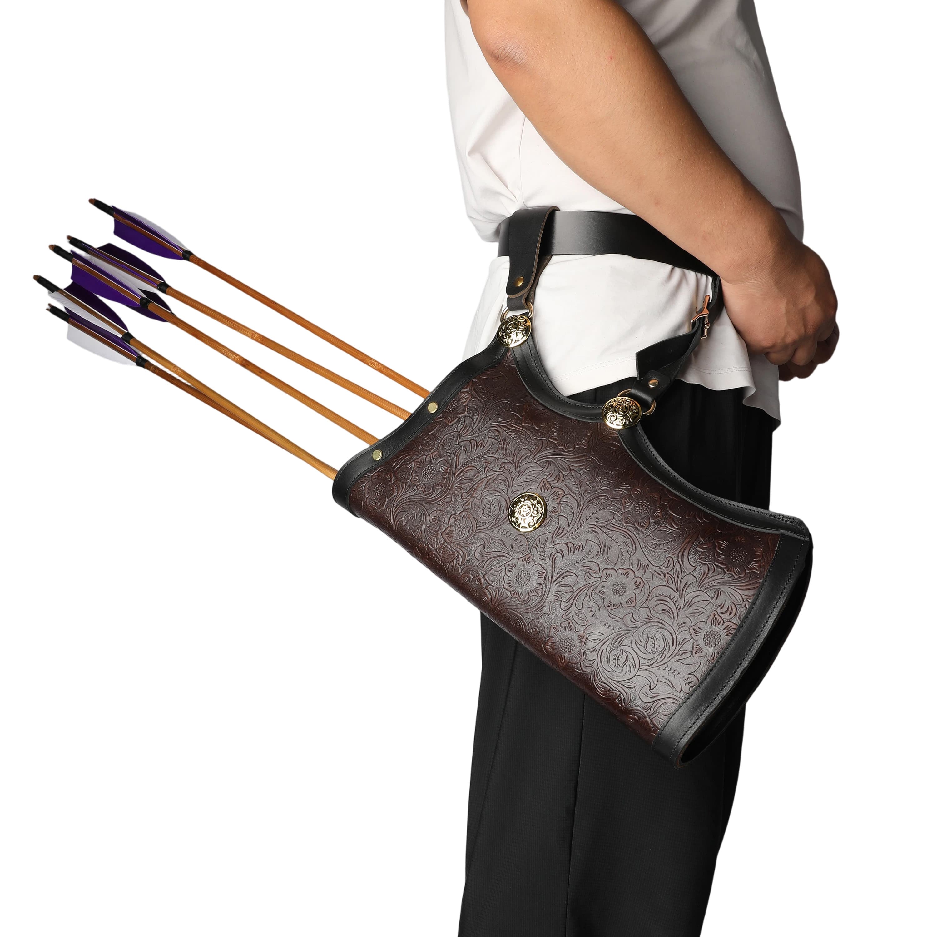 Cow Leather Archery Arm Guard  Arrow Quiver for Bow Shooting