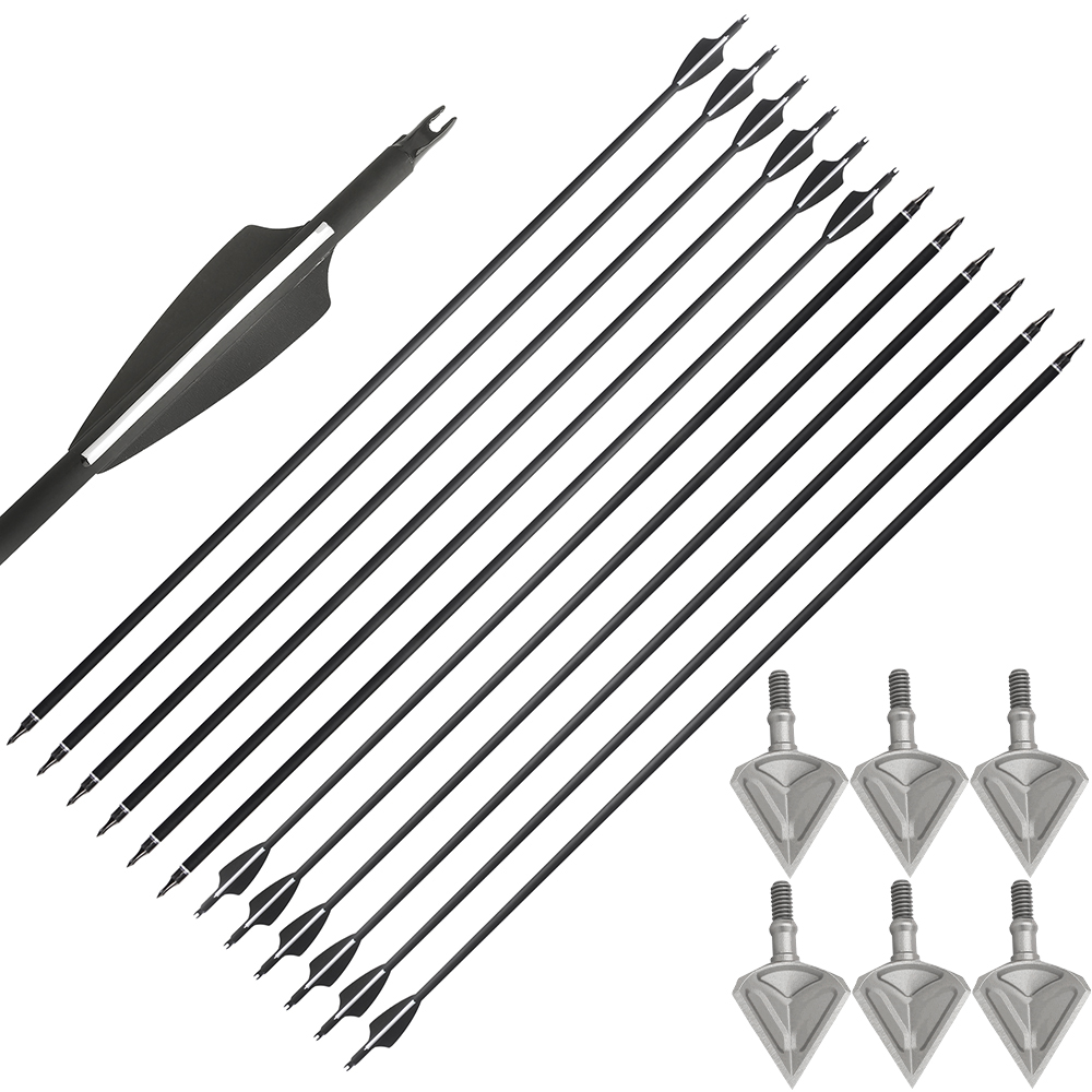 Carbon Arrows 12pcs 31.6 in 500 Spine Mixed Carbon Archery Set
