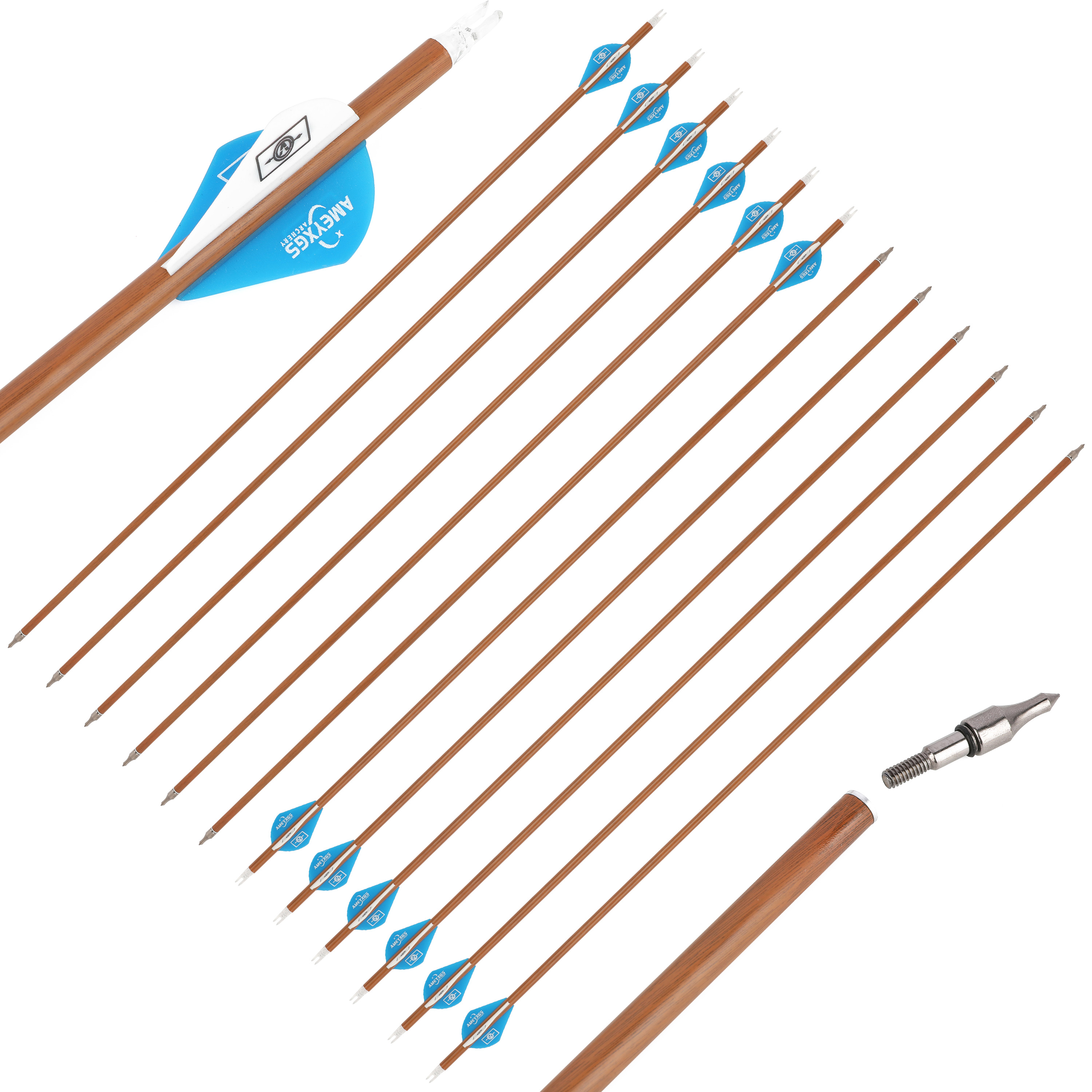 AMEYXGS 30" Archery Carbon Arrows for Compound Bow Spine 500 (12 Pack)