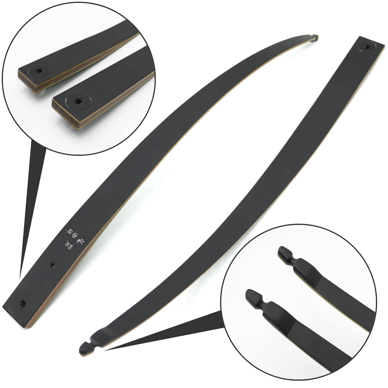 BLACK HUNTER 60" Traditional Wood Hunting Recurve Bow 25-60 lbs