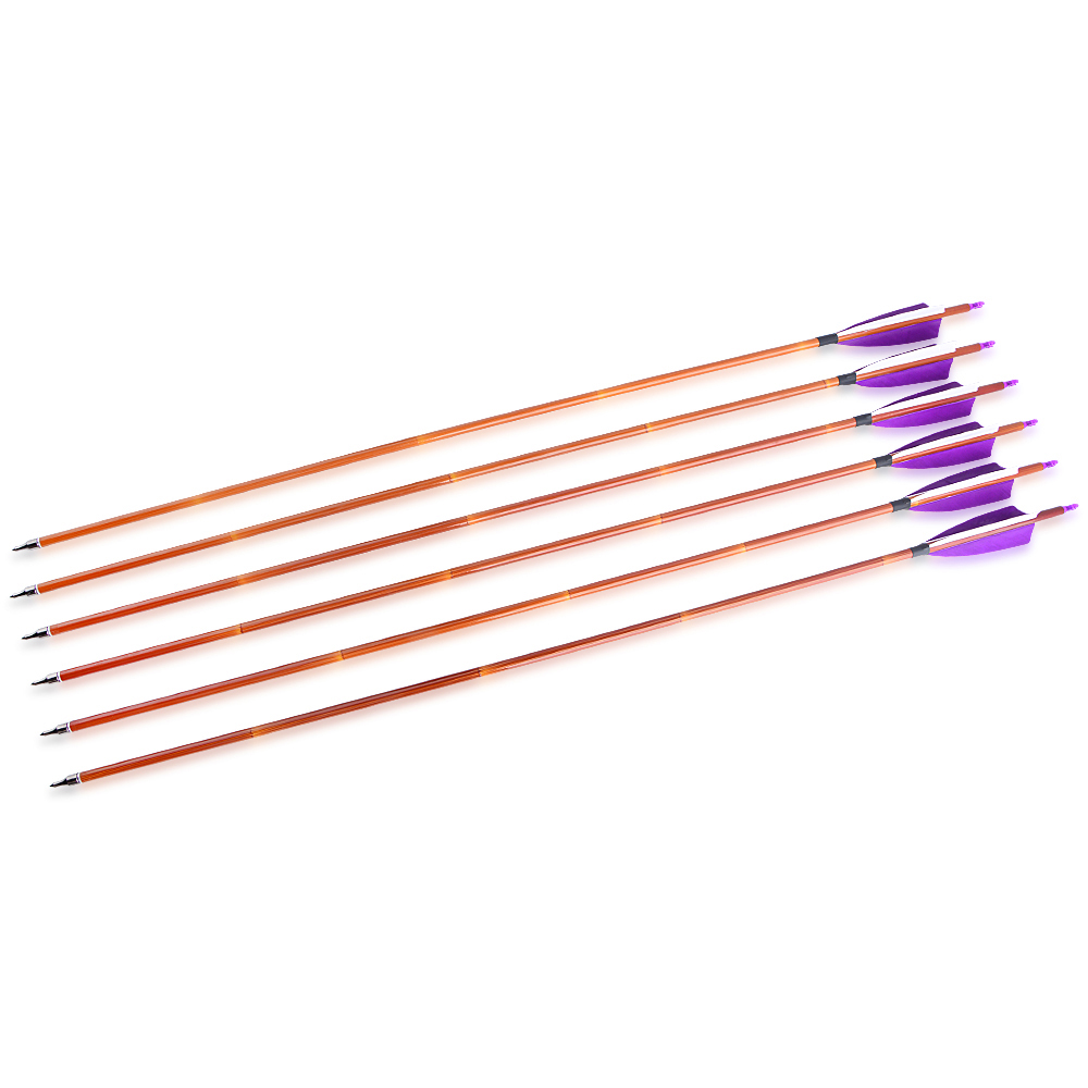 12pcs 30" Spine 500 Bamboo Pattern Mixed Carbon Arrows with 12 Extra Cross-Star Arrowheads – Stable Flight Set