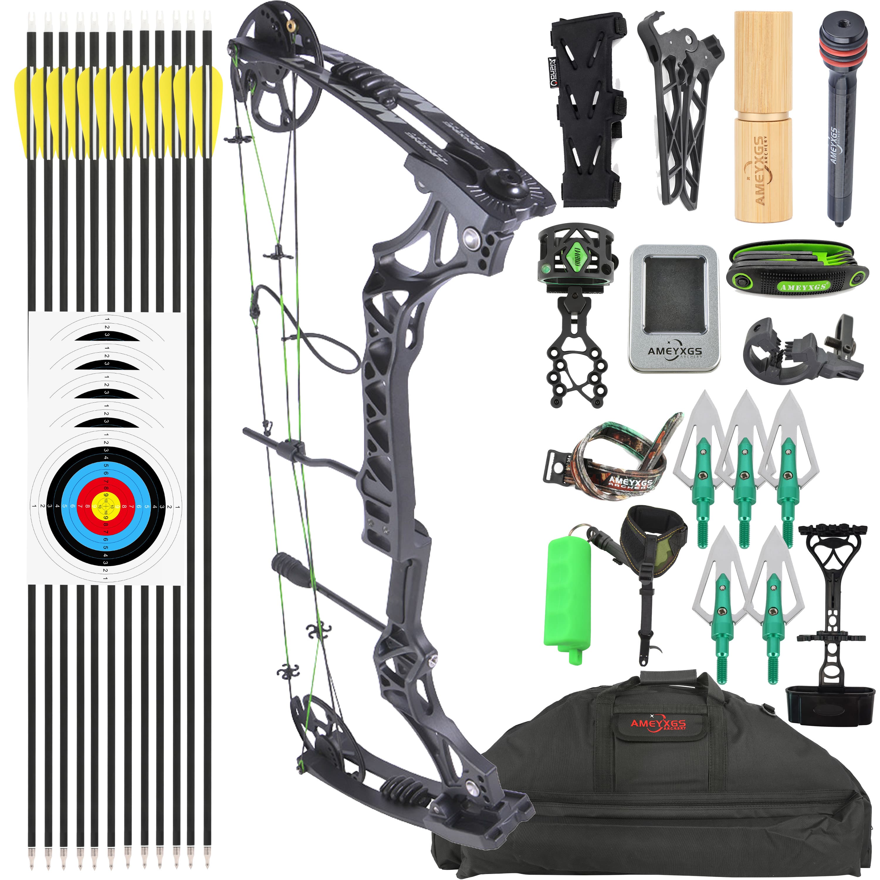 JUNXING M129 Compound Bow 30-70 lbs Hunting Kit Archery